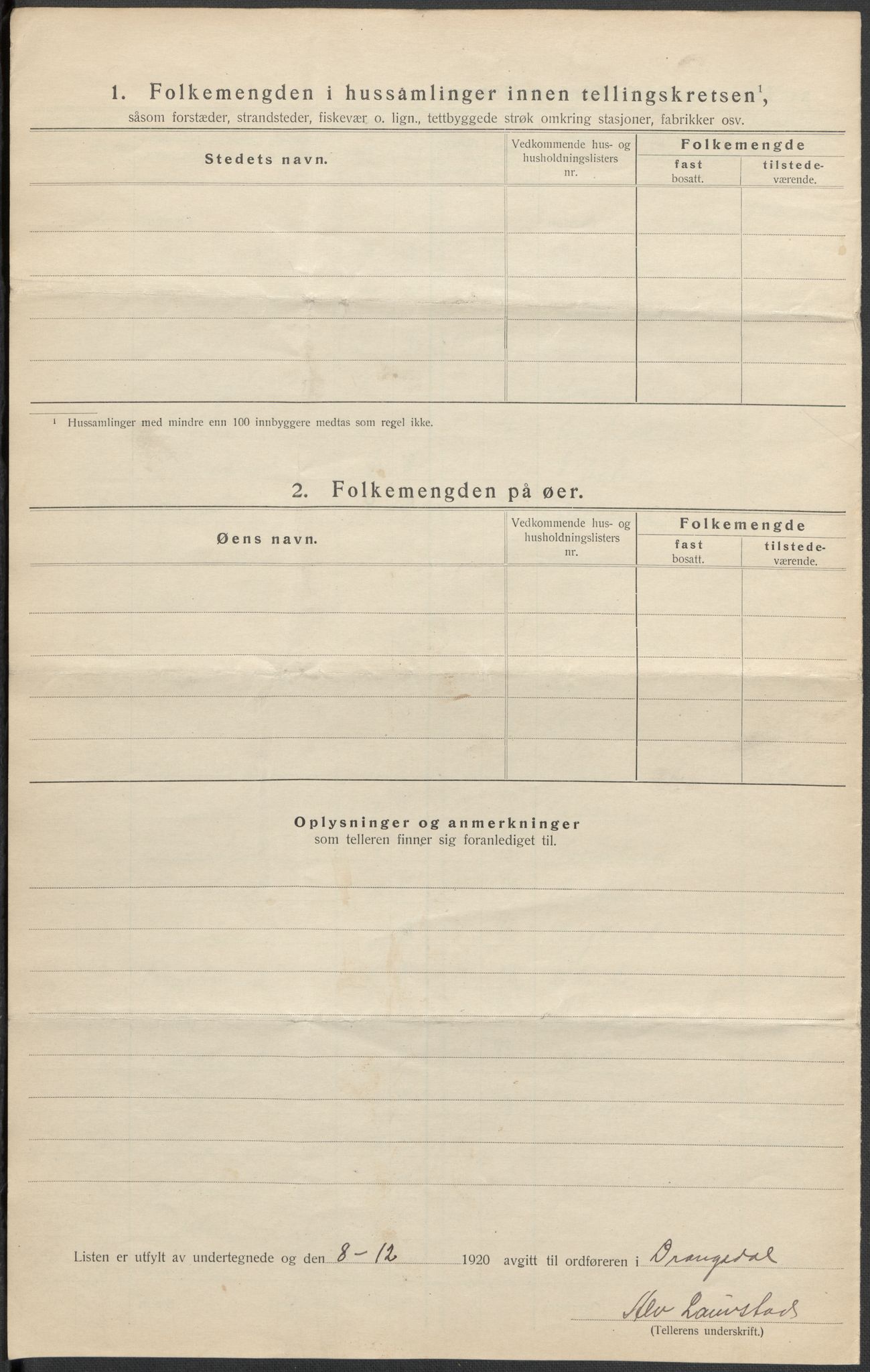 SAKO, 1920 census for Drangedal, 1920, p. 19