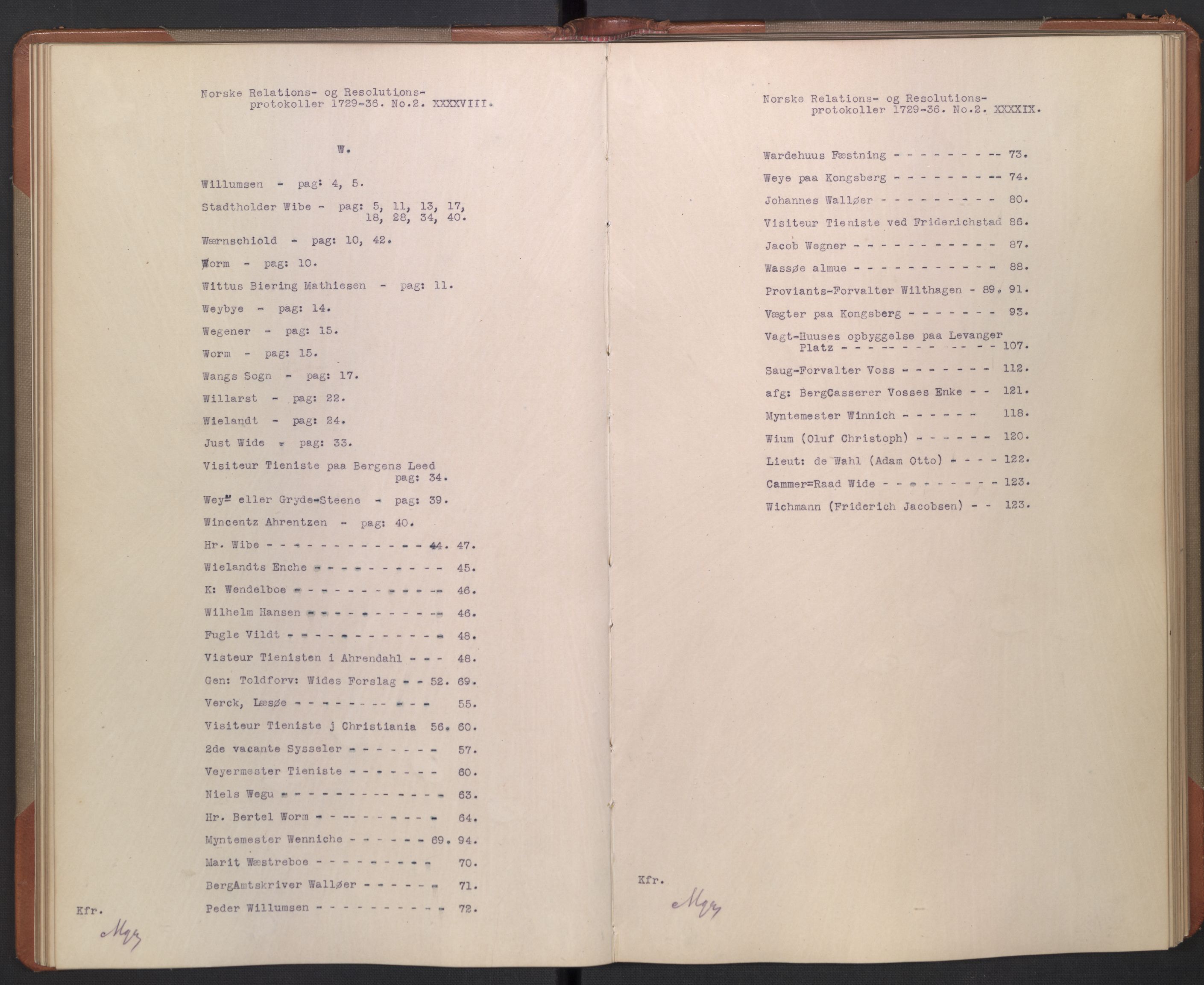 Avskriftsamlingen, RA/EA-4022/F/Fb/L0116: Registratur over norske Relasjons- og resolusjonsprotokoller, 1729-1736, p. 26