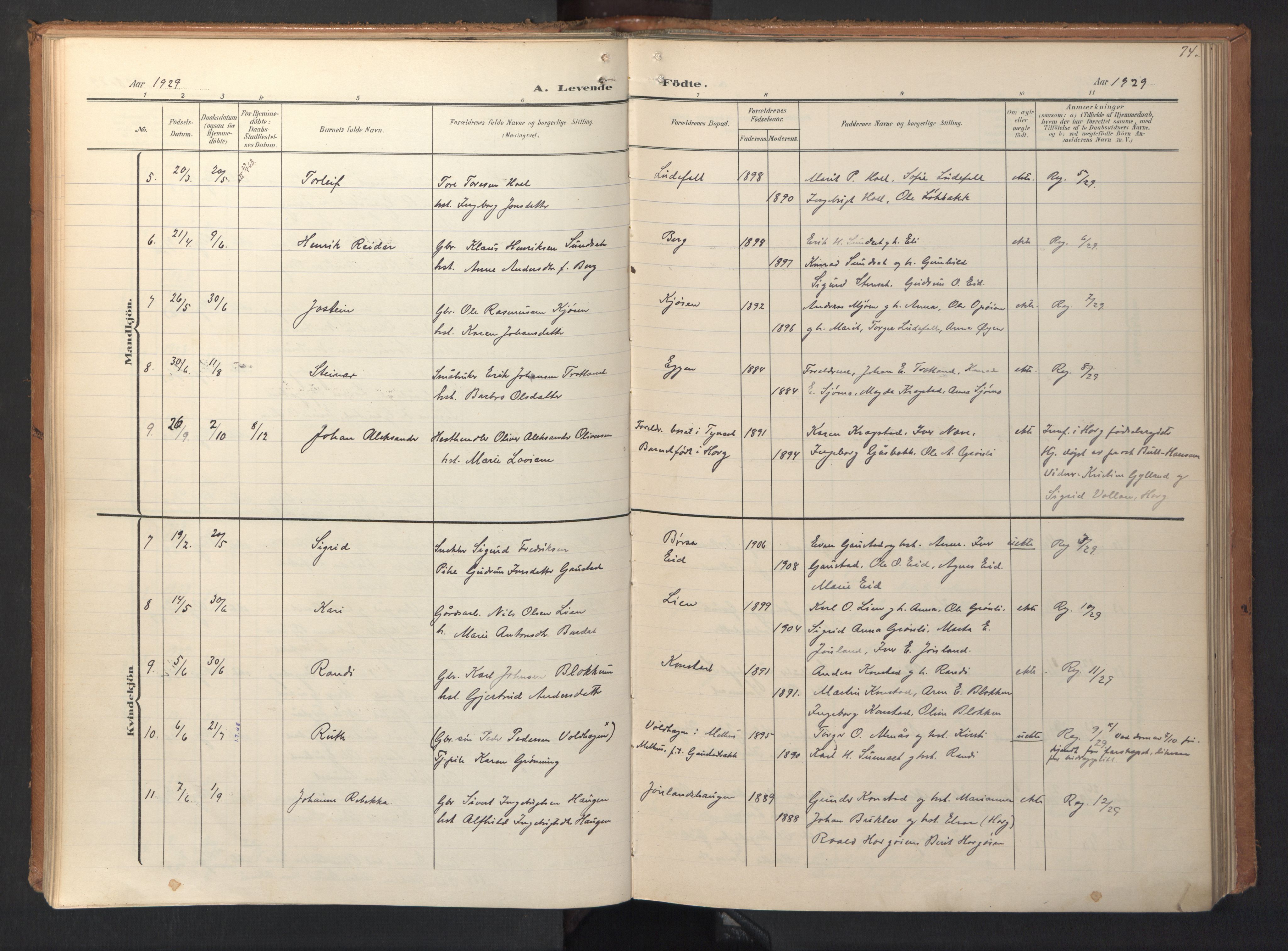 Ministerialprotokoller, klokkerbøker og fødselsregistre - Sør-Trøndelag, AV/SAT-A-1456/694/L1128: Parish register (official) no. 694A02, 1906-1931, p. 74