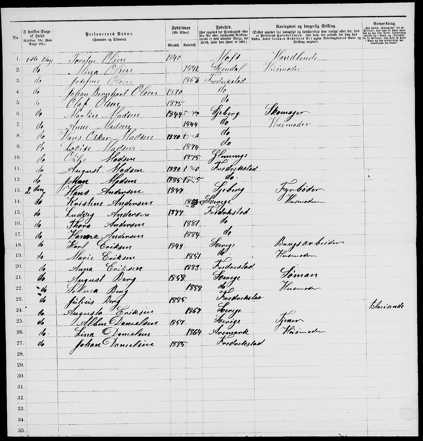 RA, 1885 census for 0103 Fredrikstad, 1885, p. 1565
