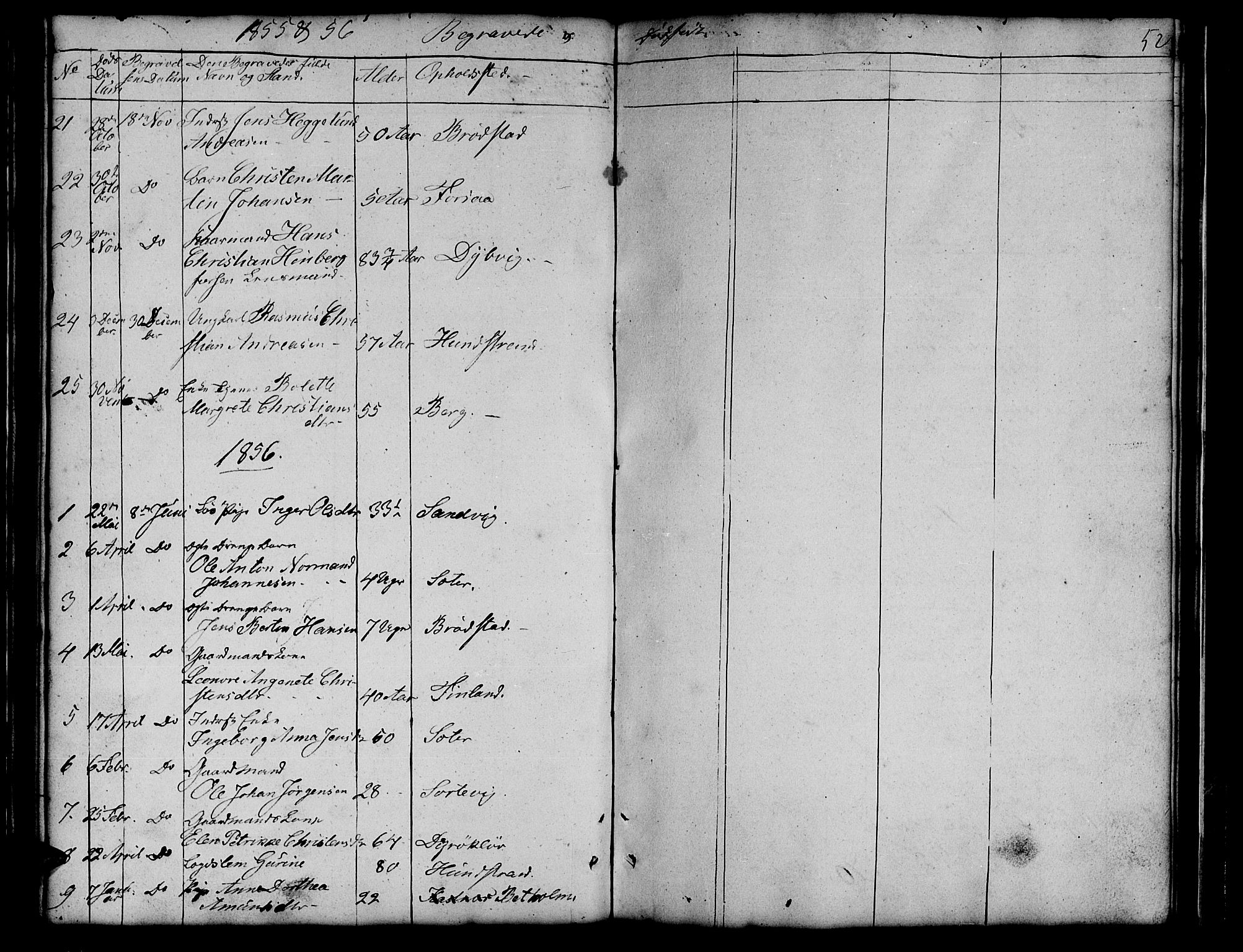 Tranøy sokneprestkontor, SATØ/S-1313/I/Ia/Iab/L0011klokker: Parish register (copy) no. 11, 1845-1859, p. 52