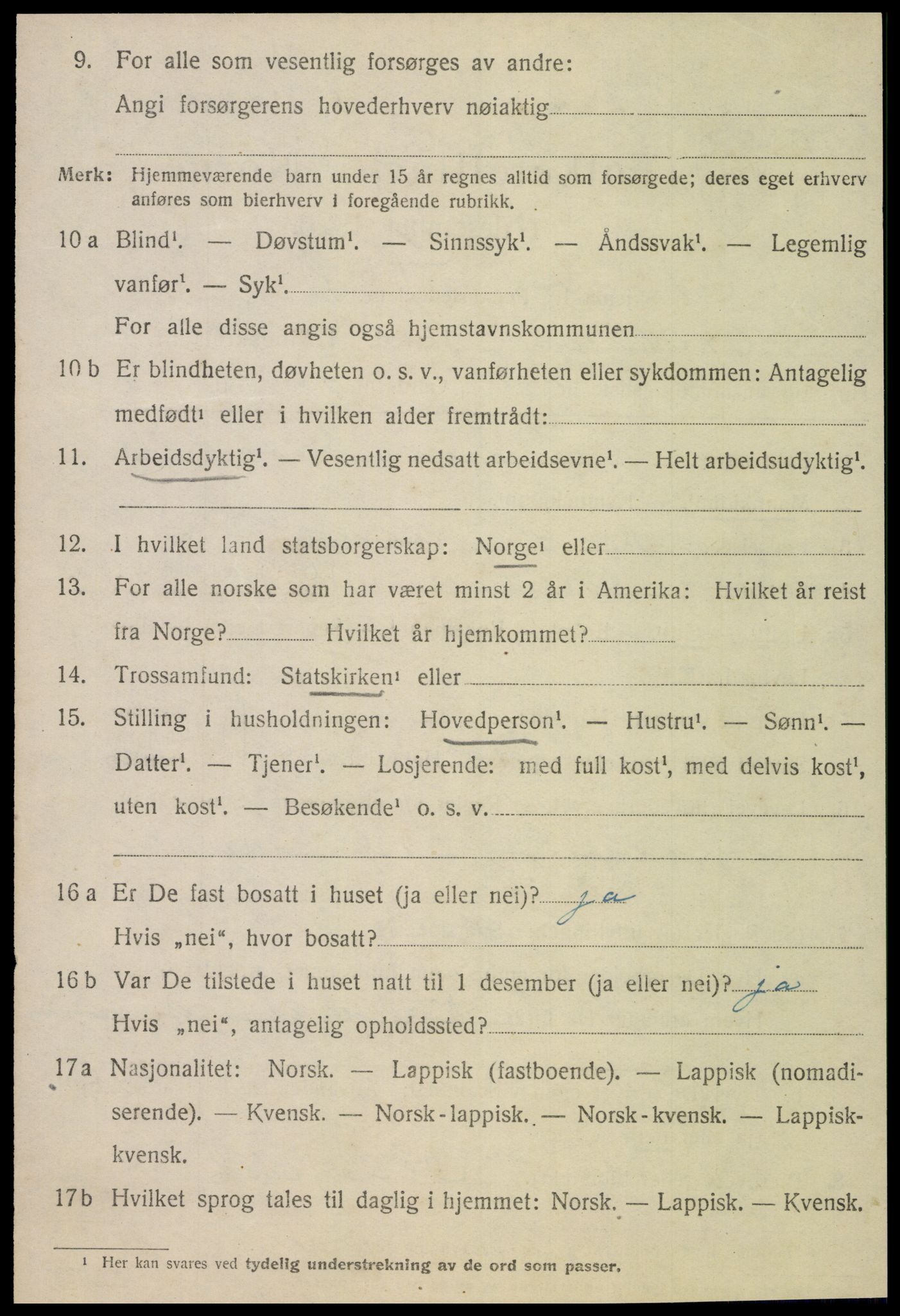 SAT, 1920 census for Overhalla, 1920, p. 2609