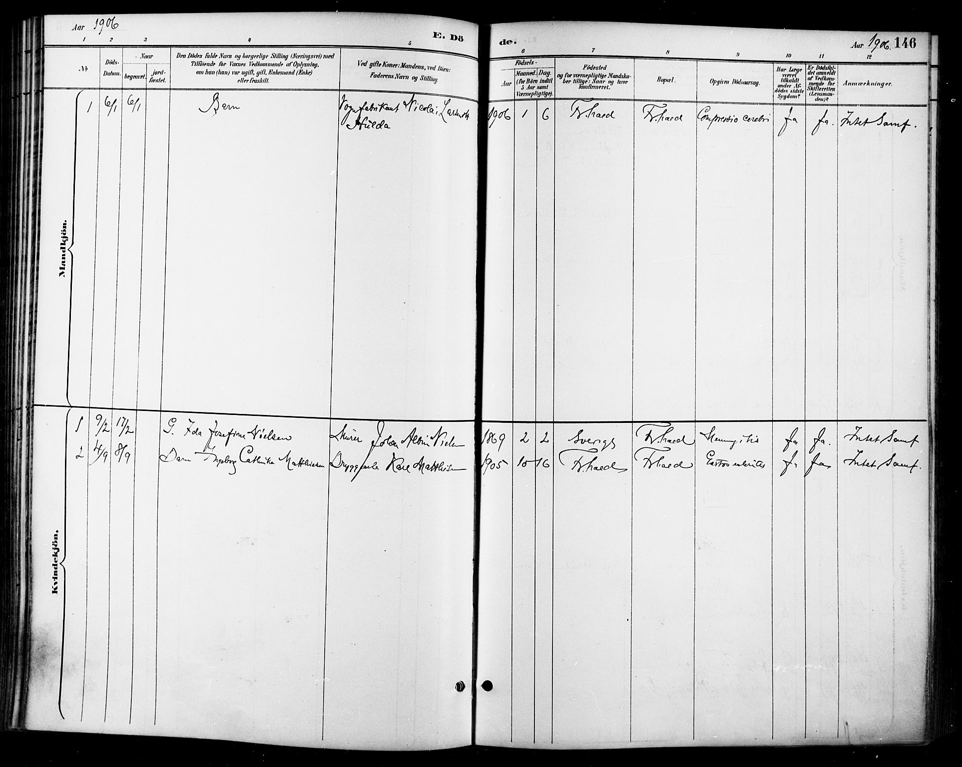 Halden prestekontor Kirkebøker, SAO/A-10909/F/Fa/L0014: Parish register (official) no. I 14, 1890-1906, p. 146