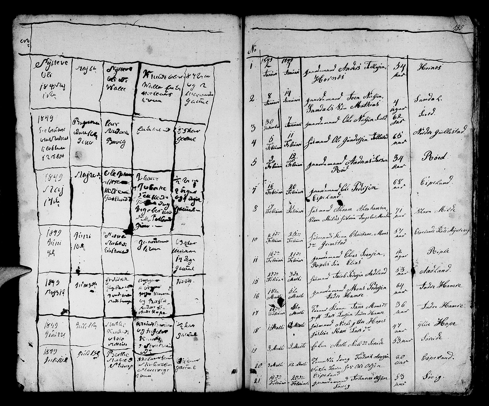 Fana Sokneprestembete, AV/SAB-A-75101/H/Hab/Habb/L0001: Parish register (copy) no. B 1, 1837-1855, p. 188