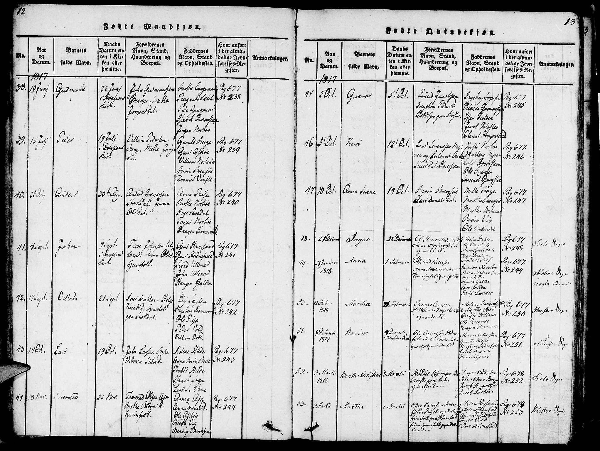Rennesøy sokneprestkontor, SAST/A -101827/H/Ha/Haa/L0004: Parish register (official) no. A 4, 1816-1837, p. 12-13