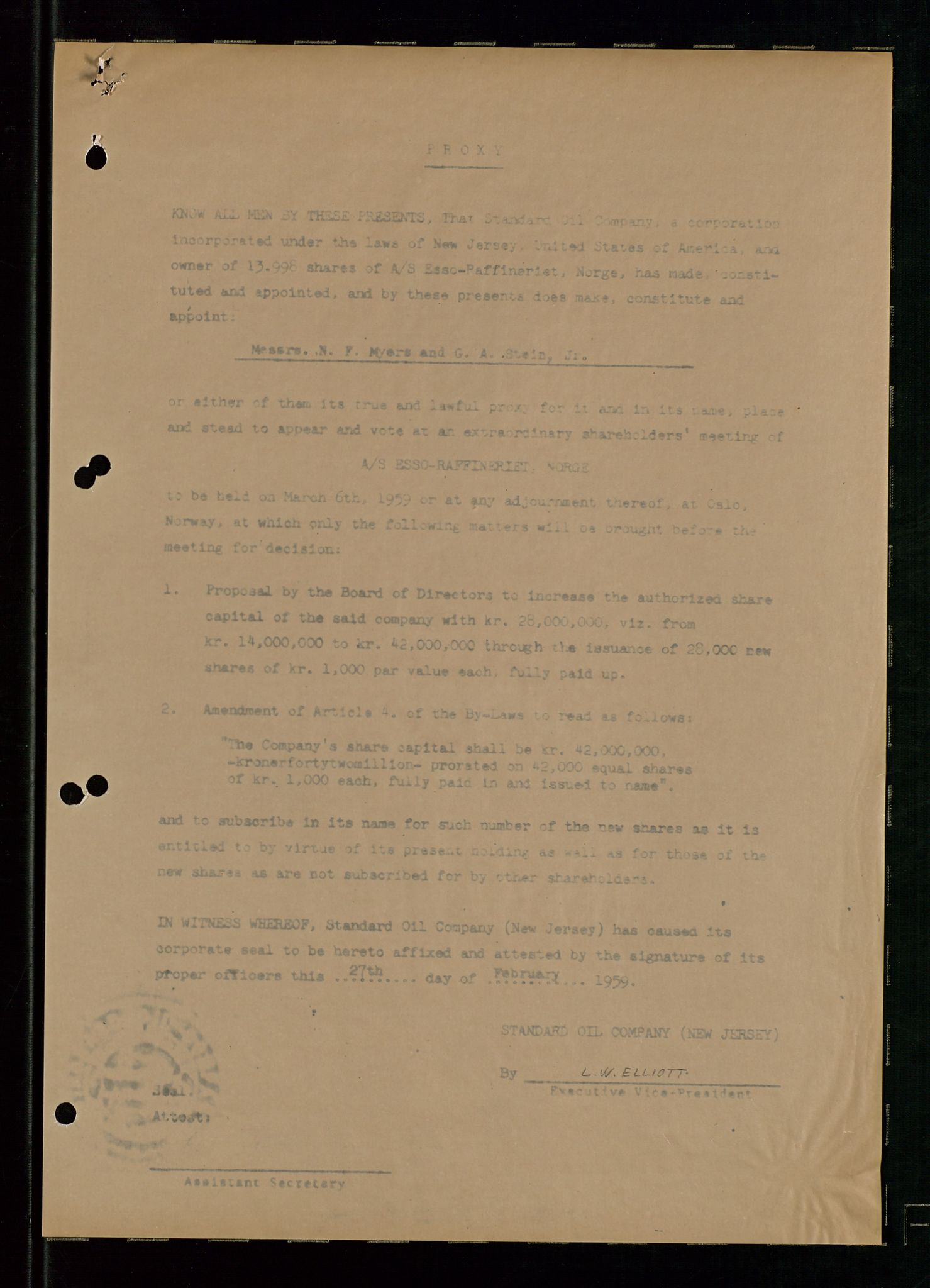 PA 1537 - A/S Essoraffineriet Norge, AV/SAST-A-101957/A/Aa/L0002/0001: Styremøter / Shareholder meetings, Board meeting minutes, 1957-1961, p. 33