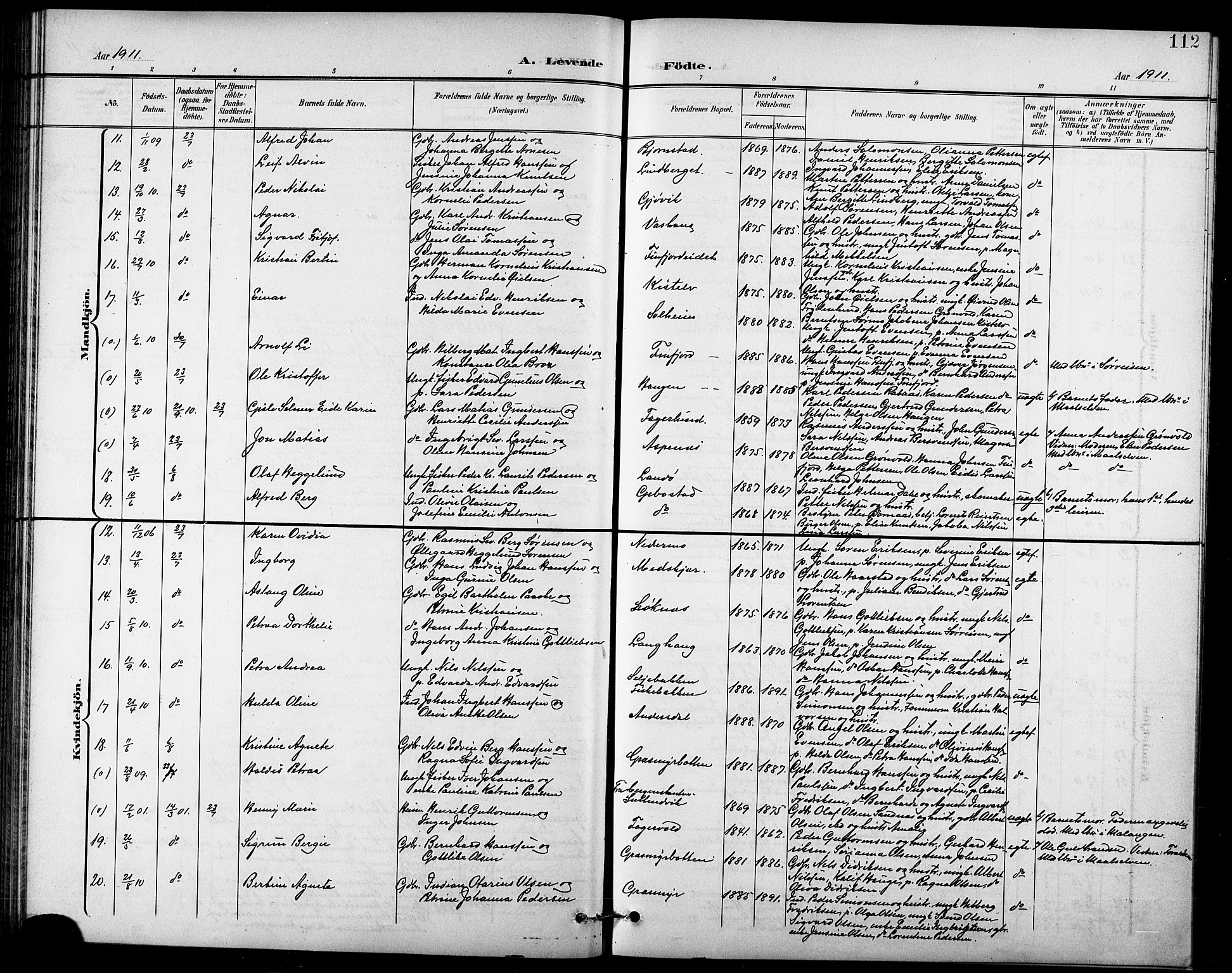 Lenvik sokneprestembete, AV/SATØ-S-1310/H/Ha/Hab/L0008klokker: Parish register (copy) no. 8, 1899-1911, p. 112