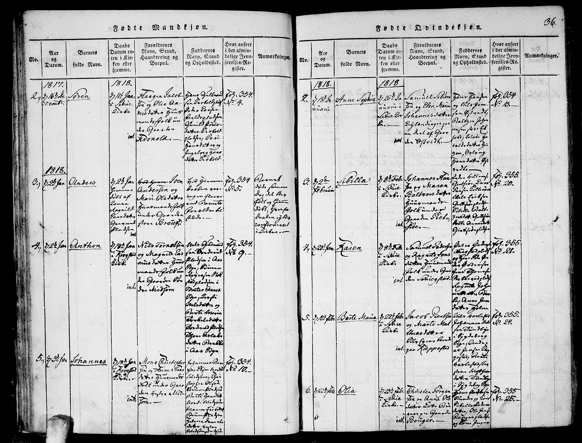 Kråkstad prestekontor Kirkebøker, AV/SAO-A-10125a/F/Fa/L0003: Parish register (official) no. I 3, 1813-1824, p. 36