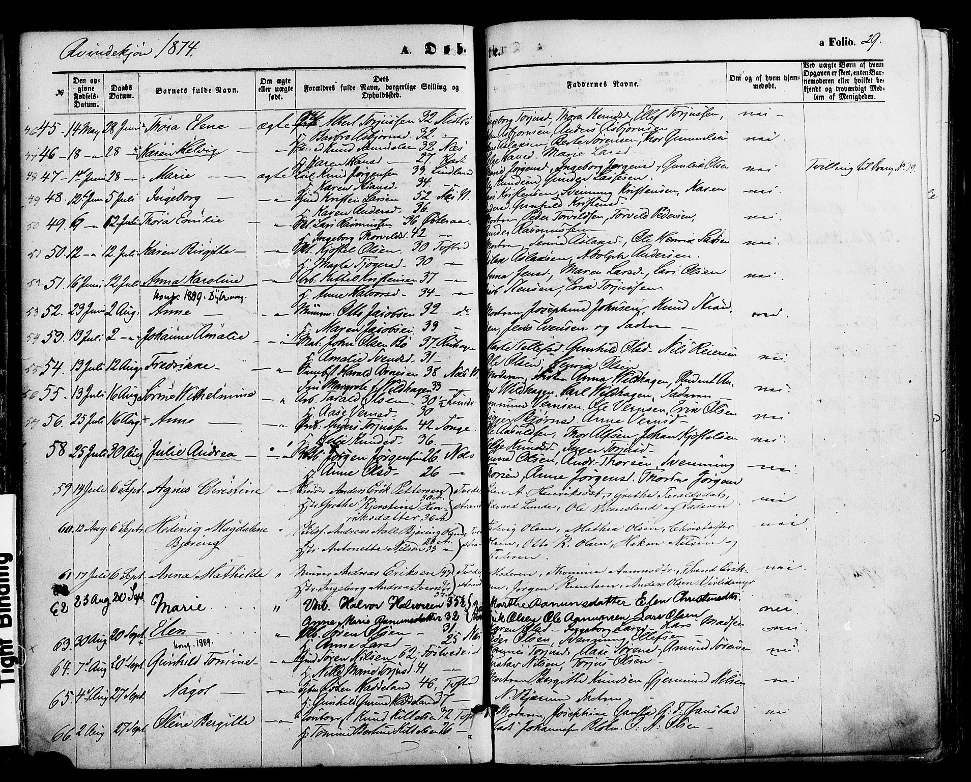 Holt sokneprestkontor, AV/SAK-1111-0021/F/Fa/L0010: Parish register (official) no. A 10, 1872-1885, p. 29