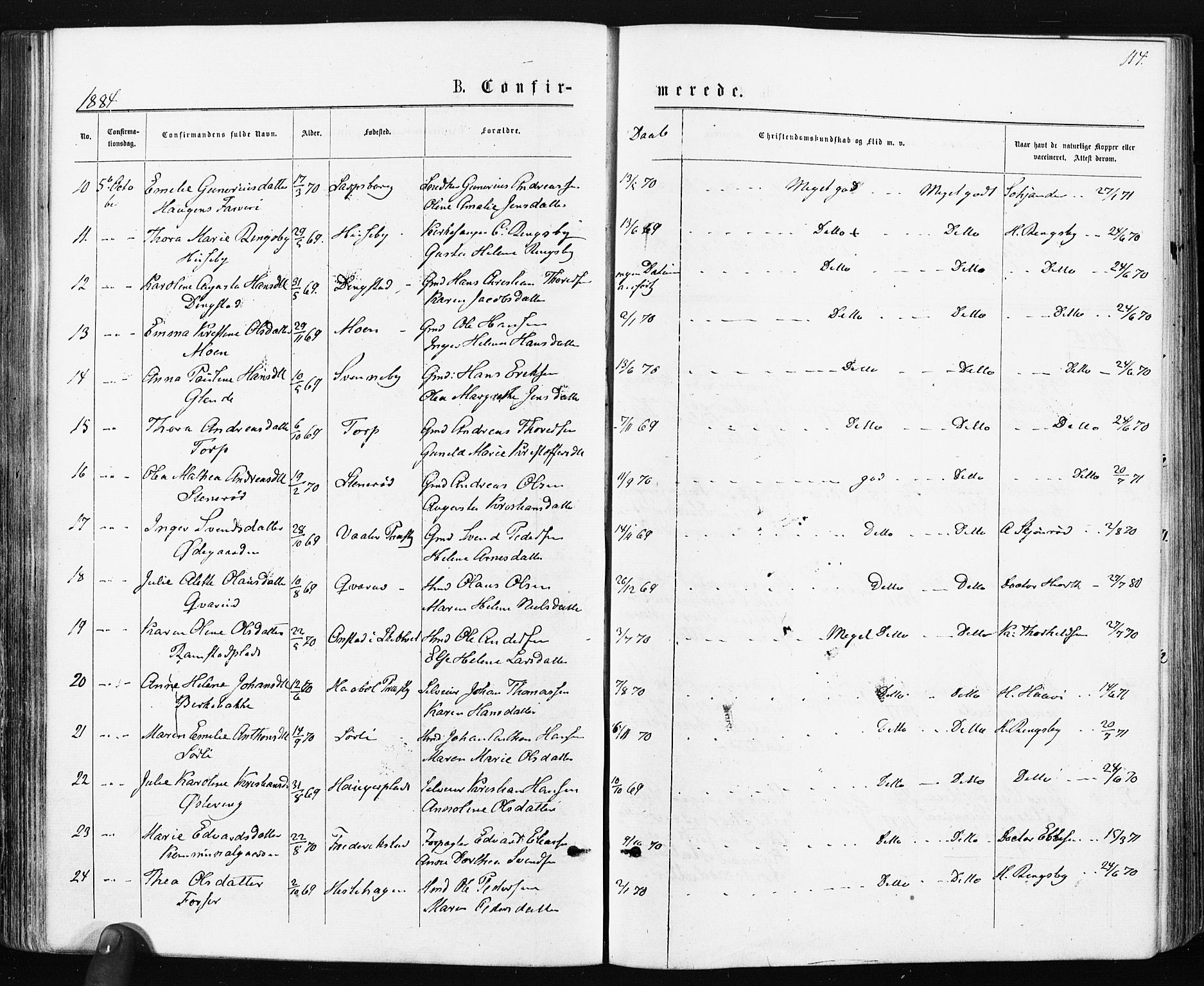 Spydeberg prestekontor Kirkebøker, SAO/A-10924/F/Fa/L0007: Parish register (official) no. I 7, 1875-1885, p. 114