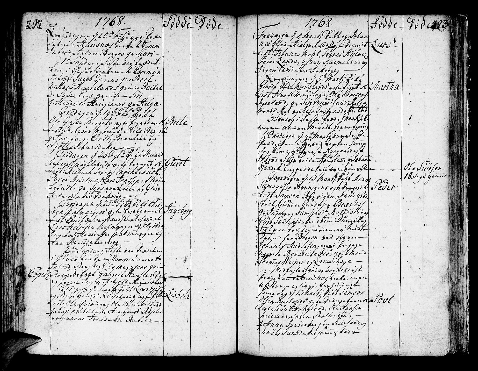 Kvinnherad sokneprestembete, SAB/A-76401/H/Haa: Parish register (official) no. A 3, 1754-1777, p. 292-293