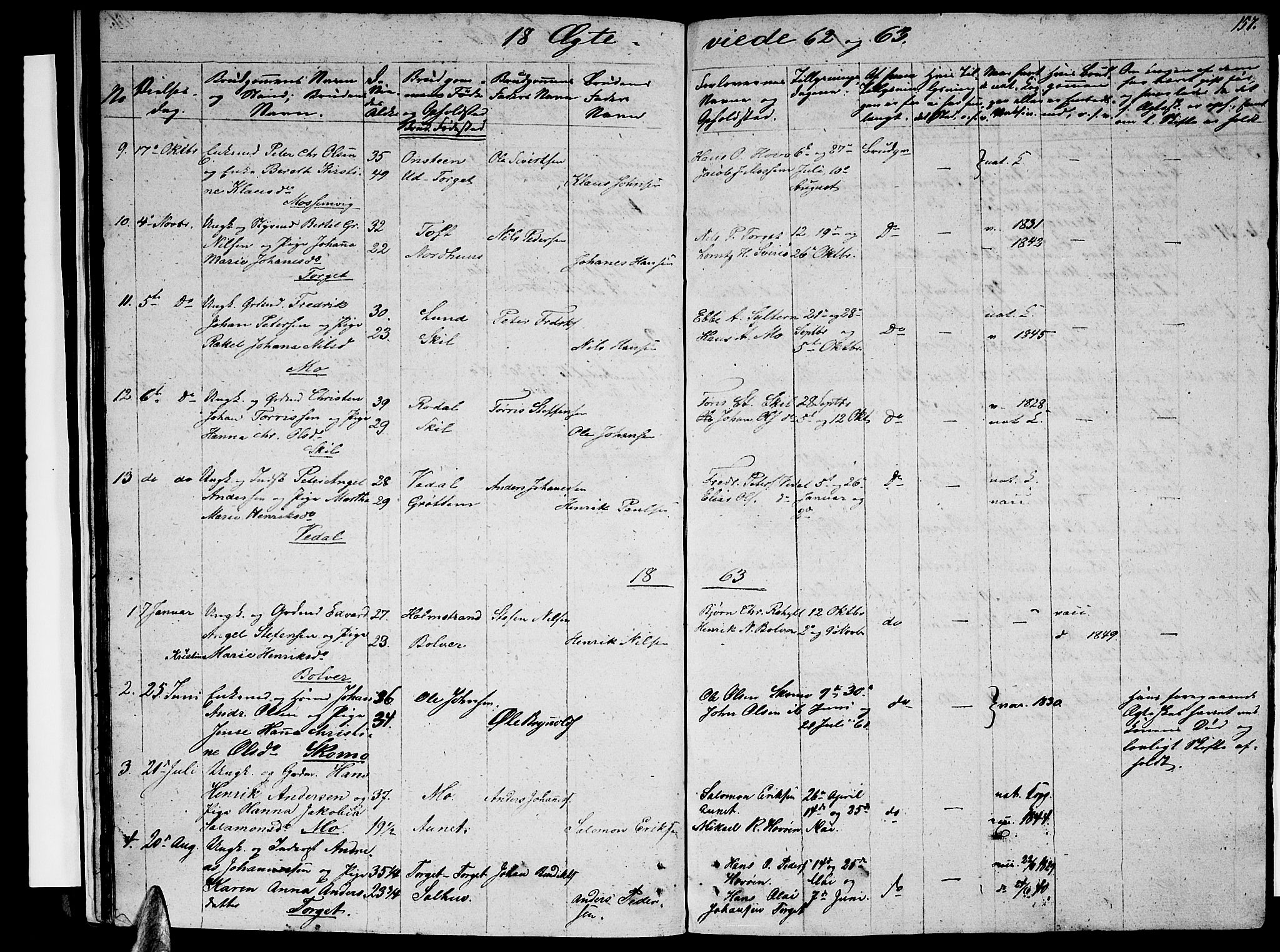 Ministerialprotokoller, klokkerbøker og fødselsregistre - Nordland, AV/SAT-A-1459/813/L0211: Parish register (copy) no. 813C03, 1842-1863, p. 157