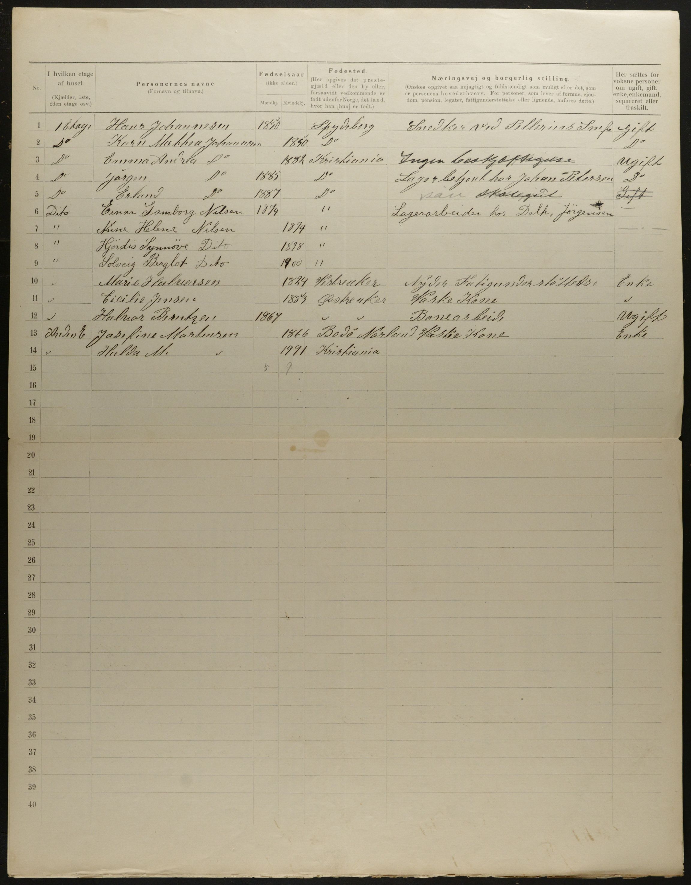 OBA, Municipal Census 1901 for Kristiania, 1901, p. 8818