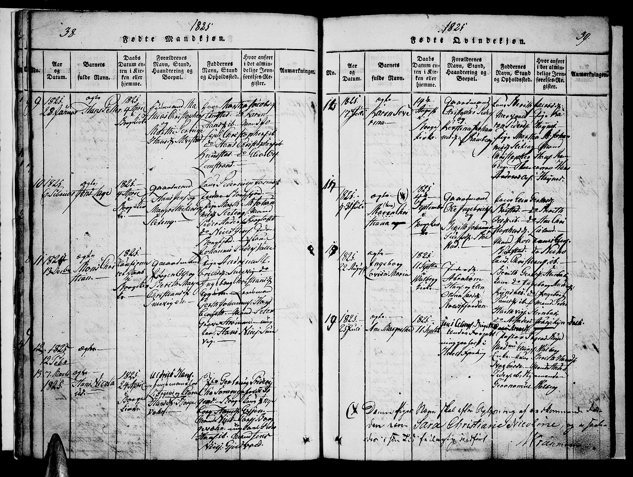Ministerialprotokoller, klokkerbøker og fødselsregistre - Nordland, SAT/A-1459/880/L1130: Parish register (official) no. 880A04, 1821-1843, p. 38-39