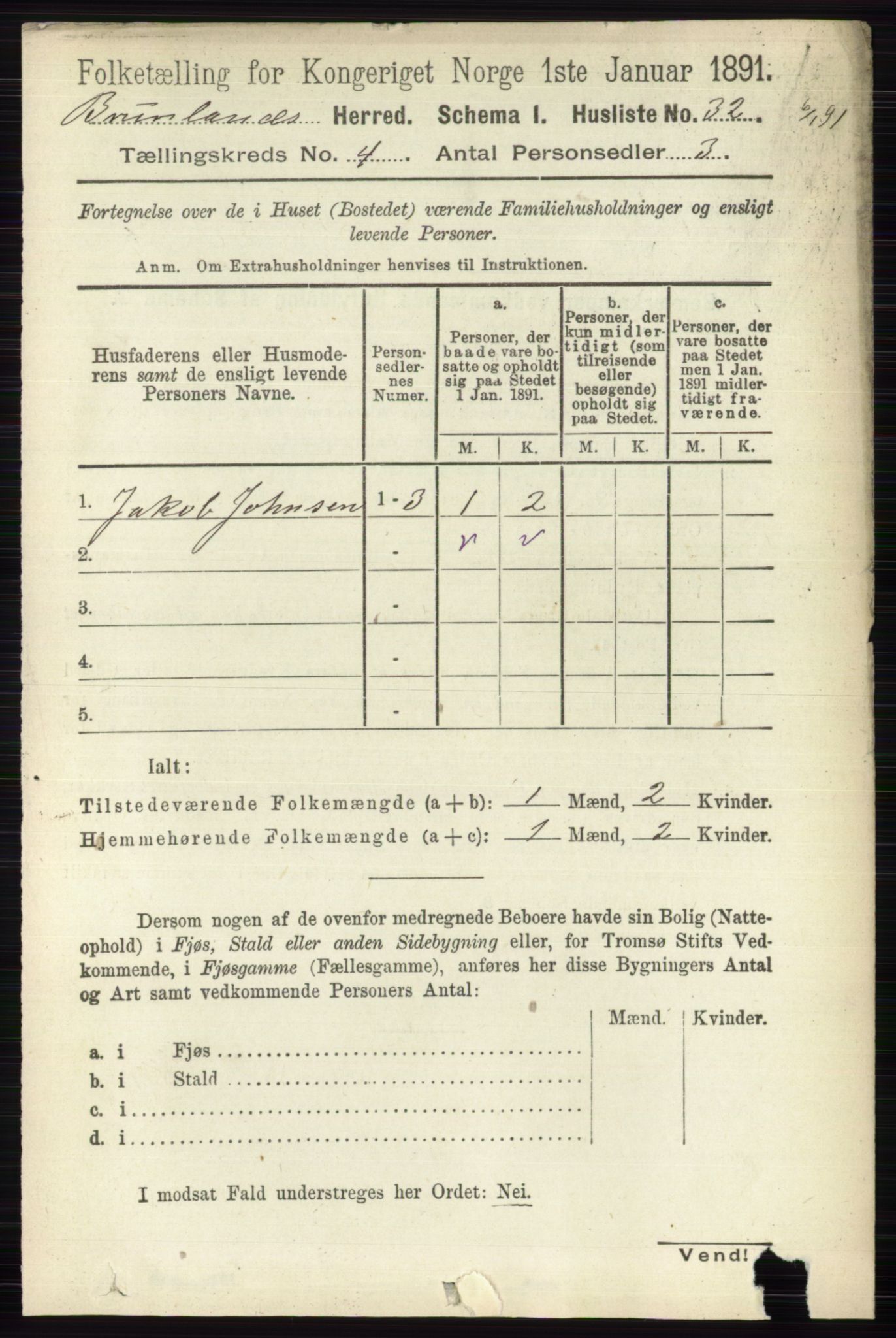 RA, 1891 census for 0726 Brunlanes, 1891, p. 1823