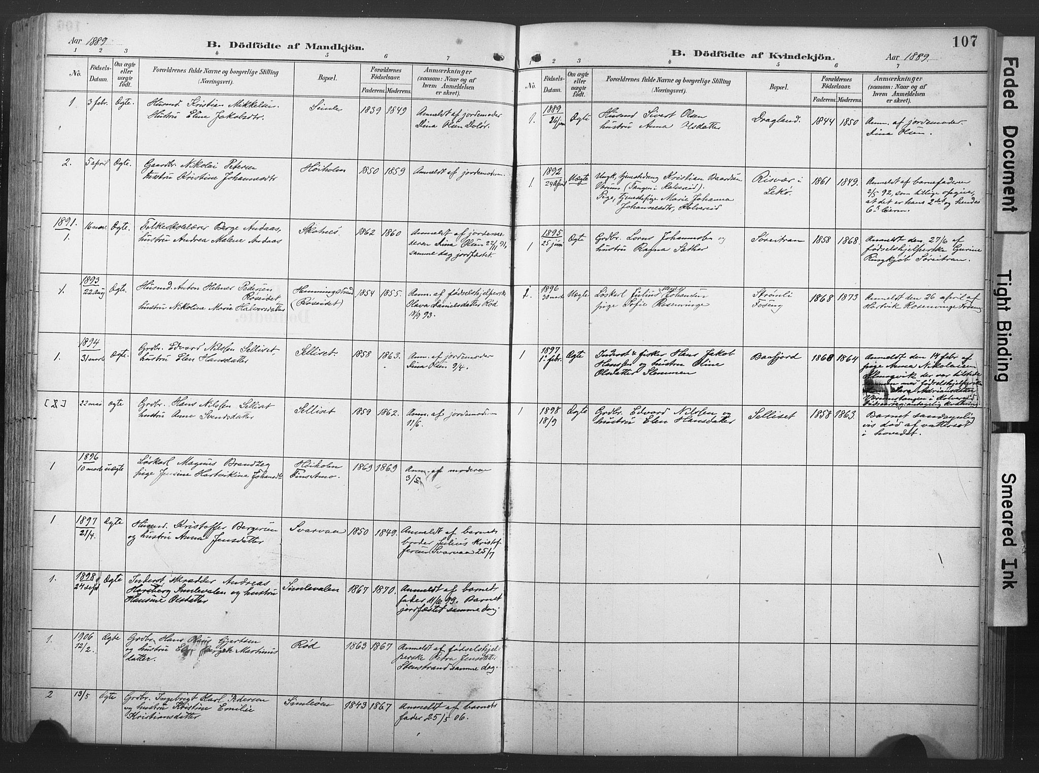 Ministerialprotokoller, klokkerbøker og fødselsregistre - Nord-Trøndelag, SAT/A-1458/789/L0706: Parish register (copy) no. 789C01, 1888-1931, p. 107