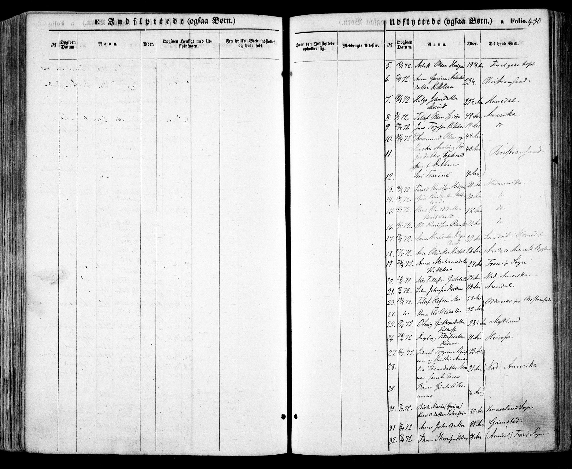 Evje sokneprestkontor, SAK/1111-0008/F/Fa/Faa/L0006: Parish register (official) no. A 6, 1866-1884, p. 430
