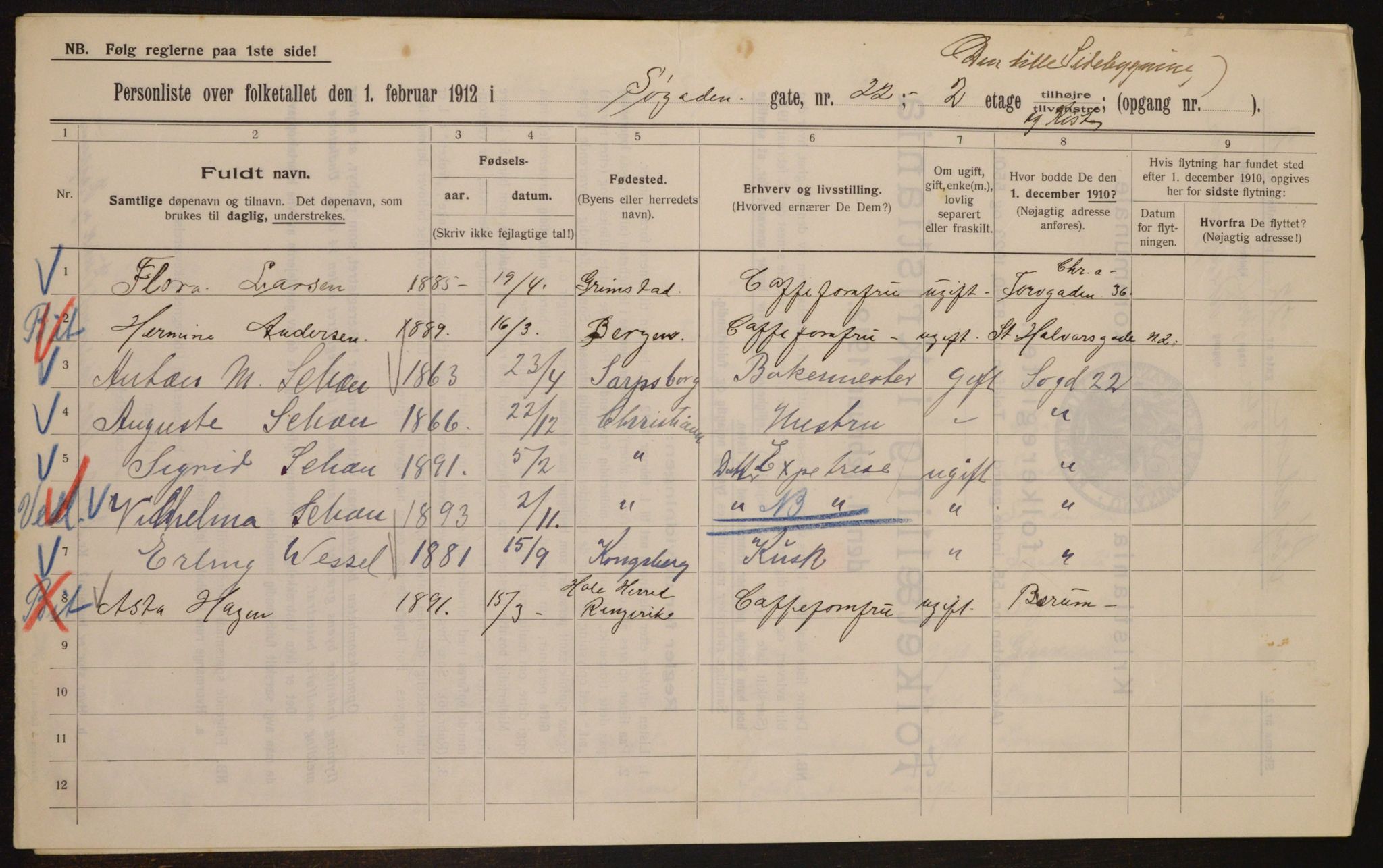 OBA, Municipal Census 1912 for Kristiania, 1912, p. 95514