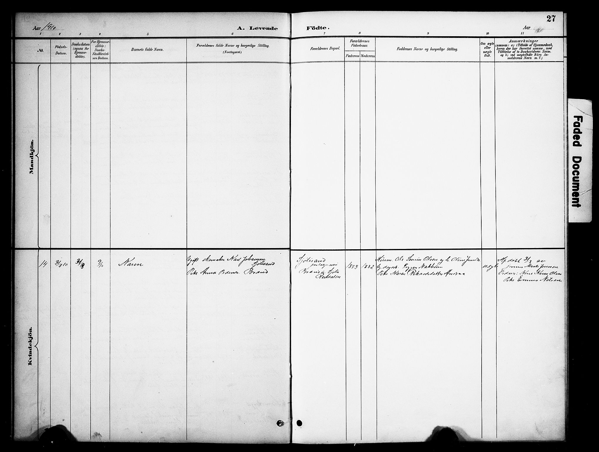 Åmot prestekontor, Hedmark, AV/SAH-PREST-056/H/Ha/Hab/L0013: Parish register (copy) no. 13, 1895-1910, p. 27