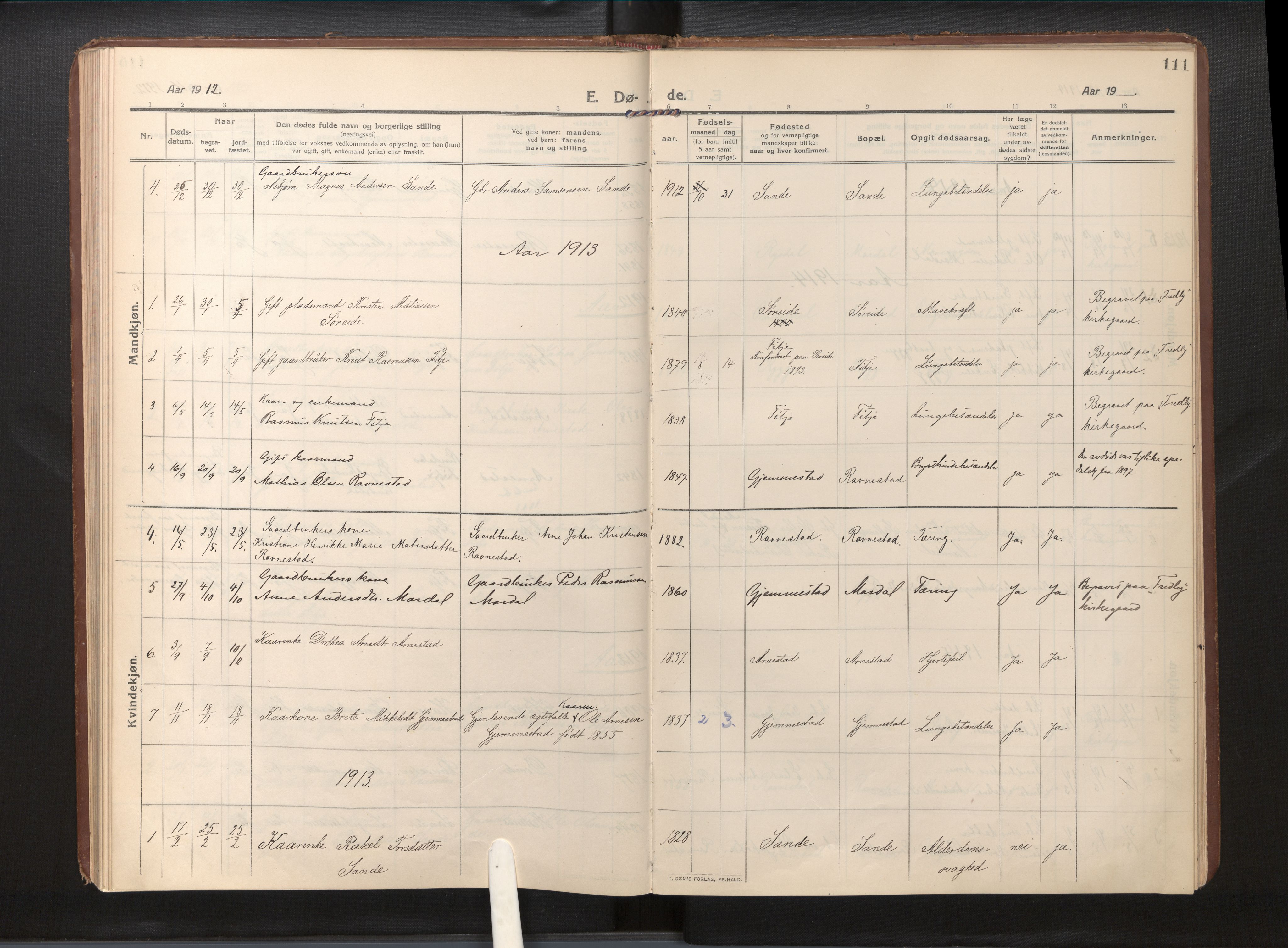 Gloppen sokneprestembete, AV/SAB-A-80101/H/Haa/Haad/L0002: Parish register (official) no. D 2, 1911-1925, p. 110b-111a