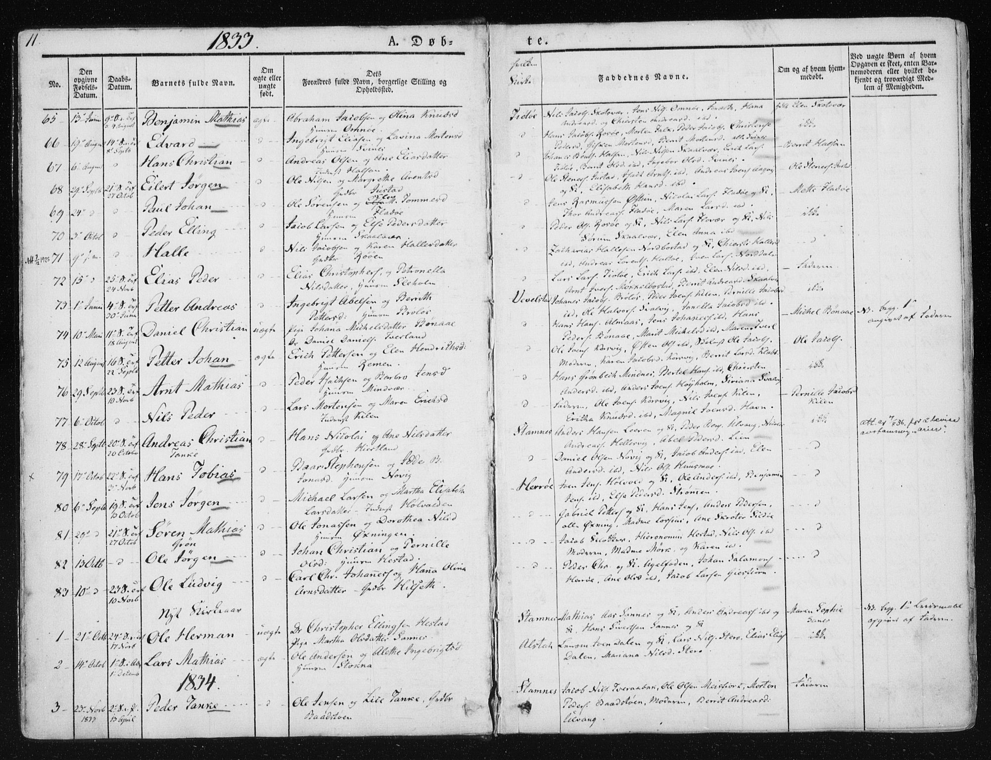 Ministerialprotokoller, klokkerbøker og fødselsregistre - Nordland, SAT/A-1459/830/L0446: Parish register (official) no. 830A10, 1831-1865, p. 11