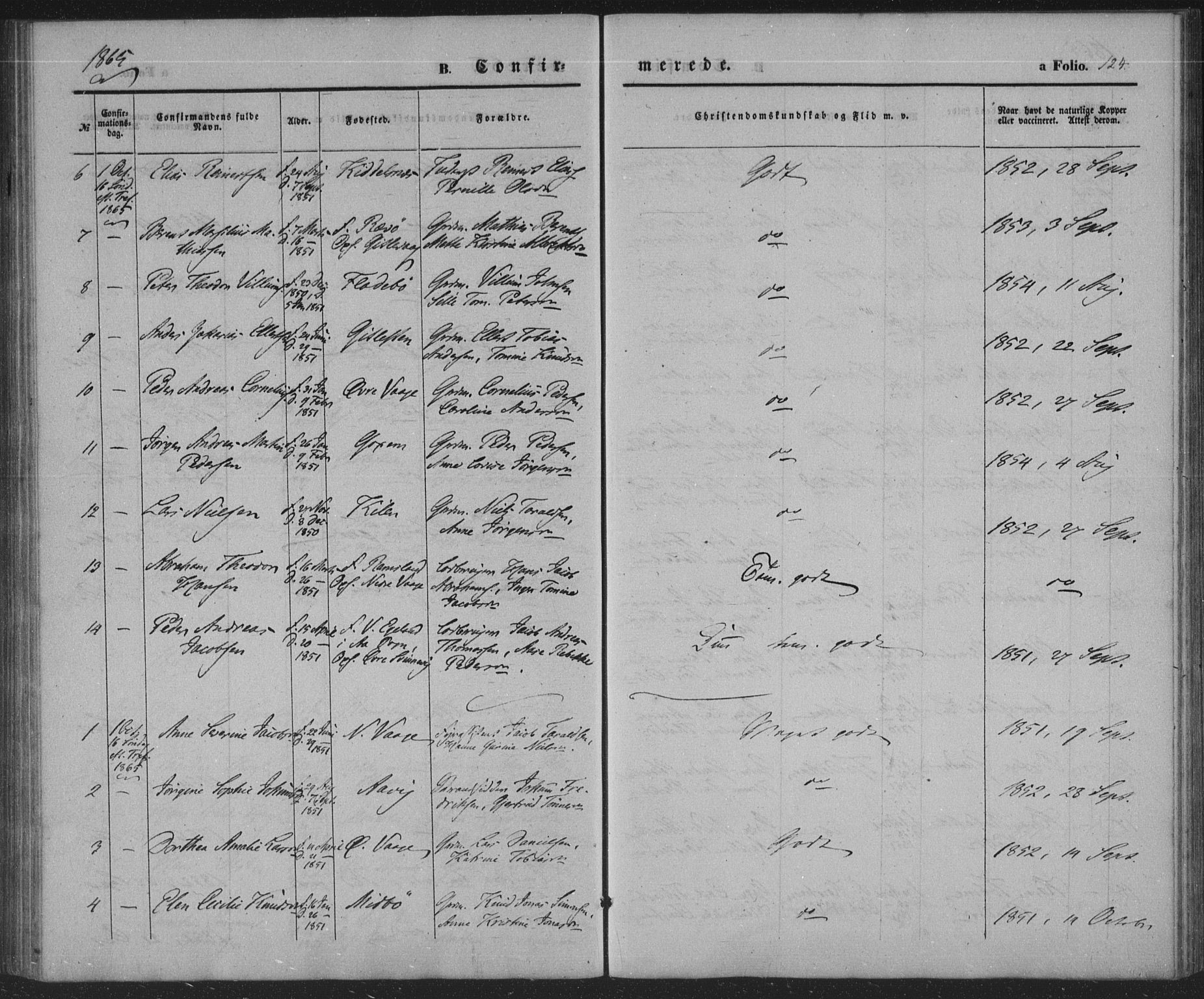 Sør-Audnedal sokneprestkontor, AV/SAK-1111-0039/F/Fa/Faa/L0002: Parish register (official) no. A 2, 1848-1867, p. 124