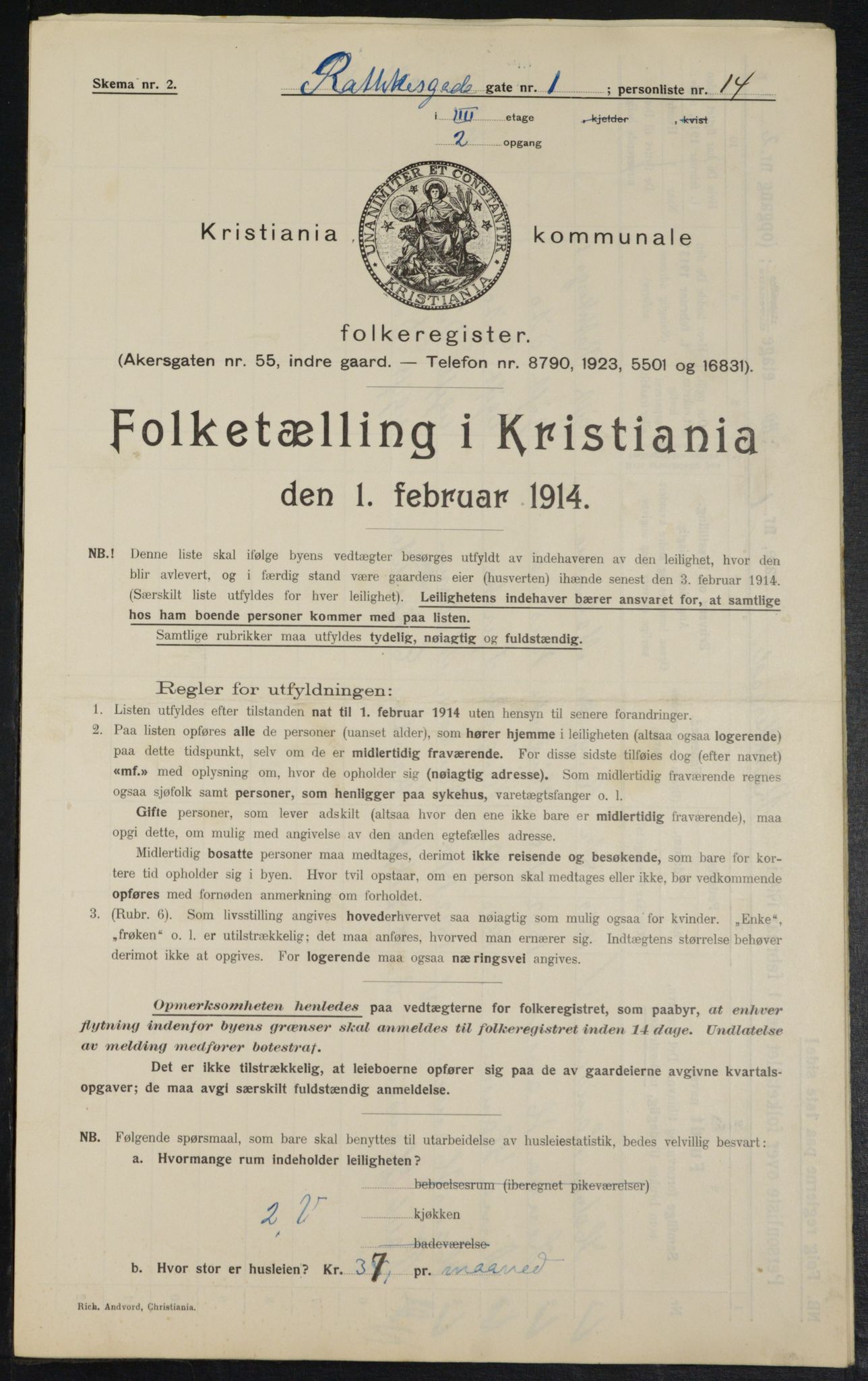 OBA, Municipal Census 1914 for Kristiania, 1914, p. 81859