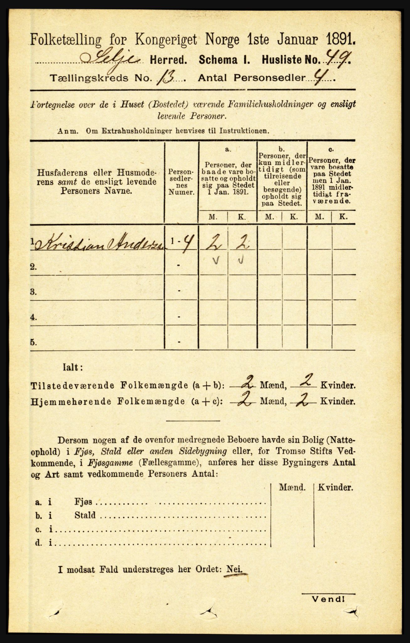 RA, 1891 census for 1441 Selje, 1891, p. 4102