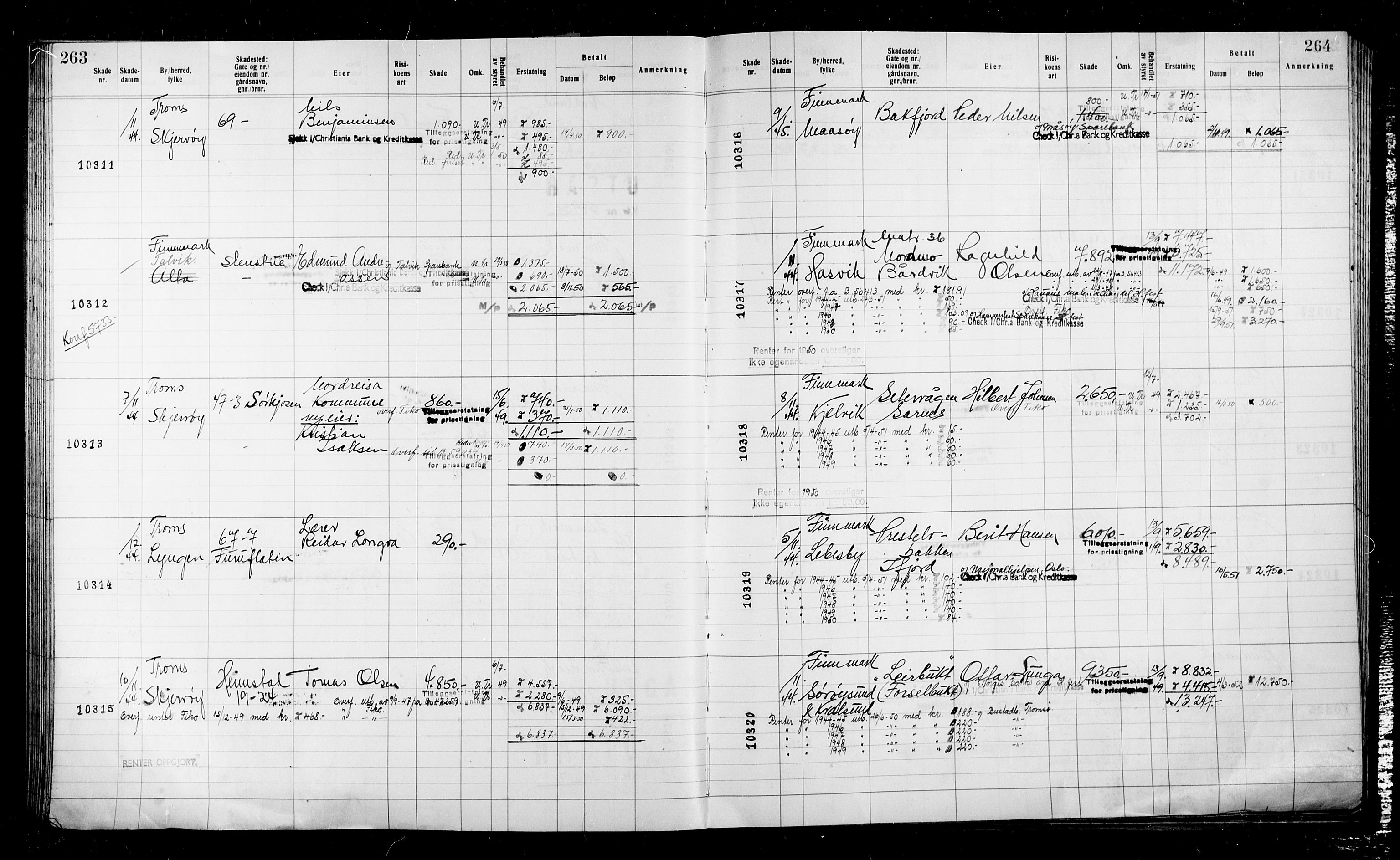 Krigsskadetrygdene for bygninger og løsøre, AV/RA-S-1548/V/L0043: Bygning, ikke trygdet., 1940-1945, p. 263-264