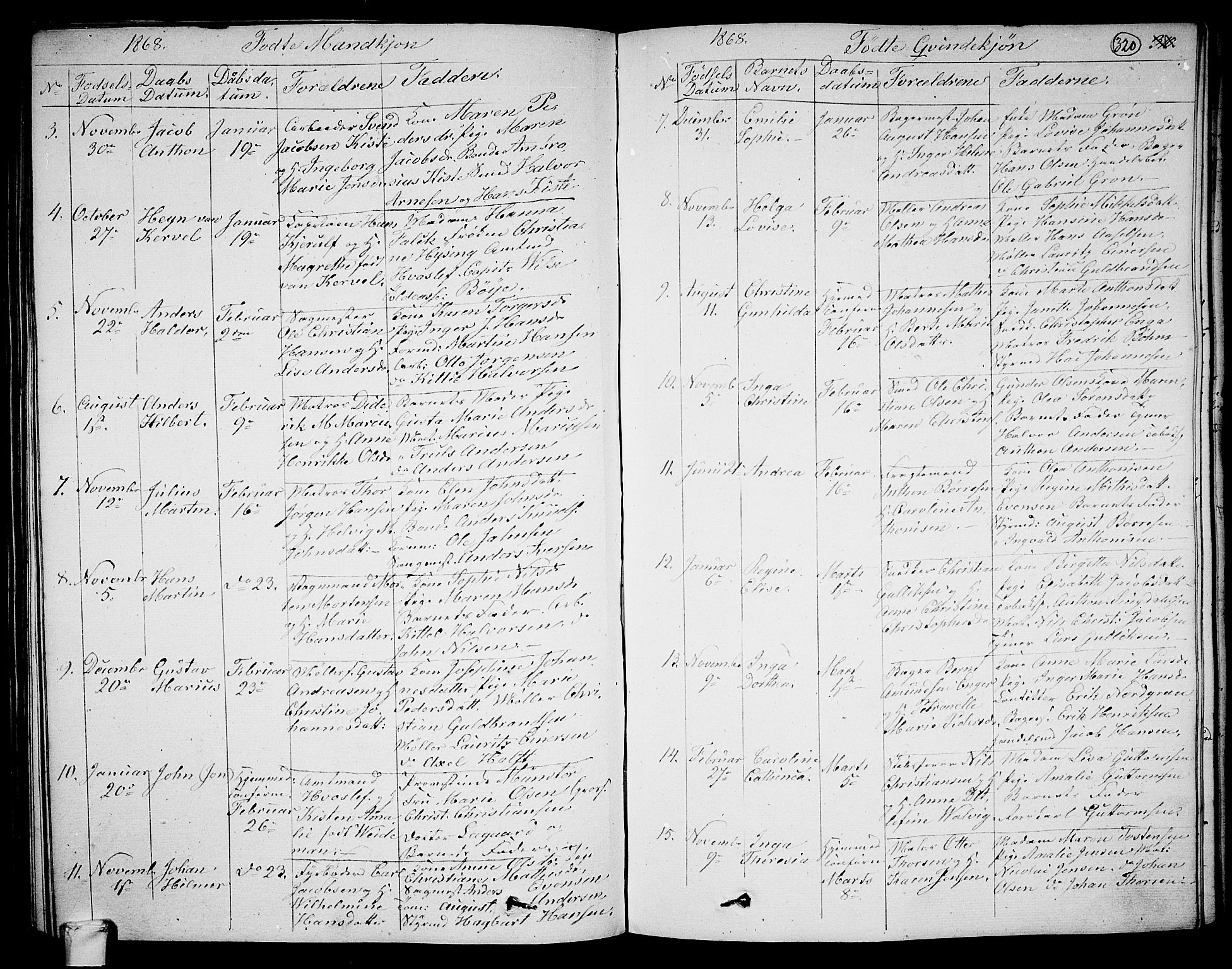 Larvik kirkebøker, AV/SAKO-A-352/G/Ga/L0003a: Parish register (copy) no. I 3A, 1830-1870, p. 320