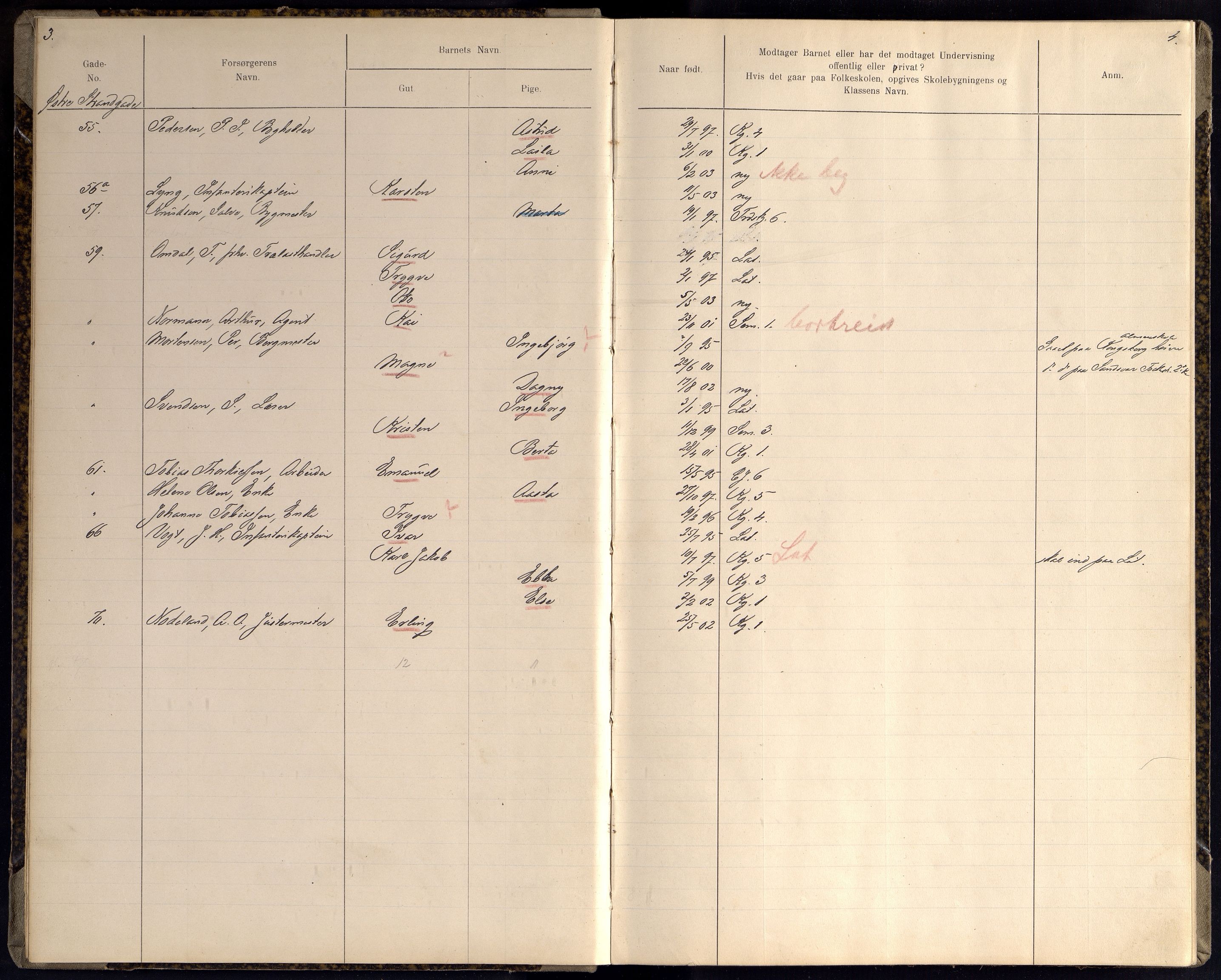 Kristiansand By - Skolekommisjonen/ -Styret, ARKSOR/1001KG510/J/Jb/L0017: Barnetelling, 1909