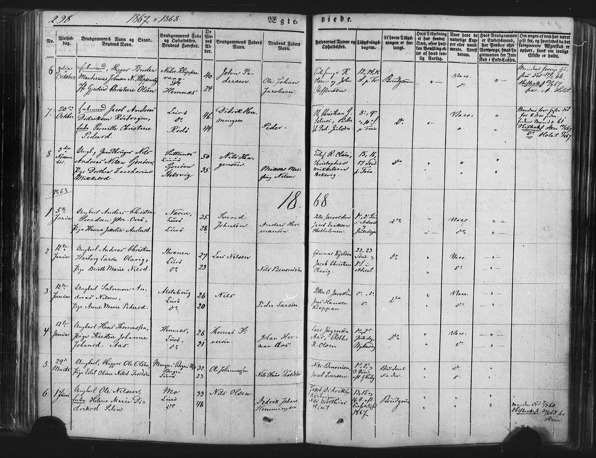 Ministerialprotokoller, klokkerbøker og fødselsregistre - Nordland, SAT/A-1459/839/L0567: Parish register (official) no. 839A04, 1863-1879, p. 298