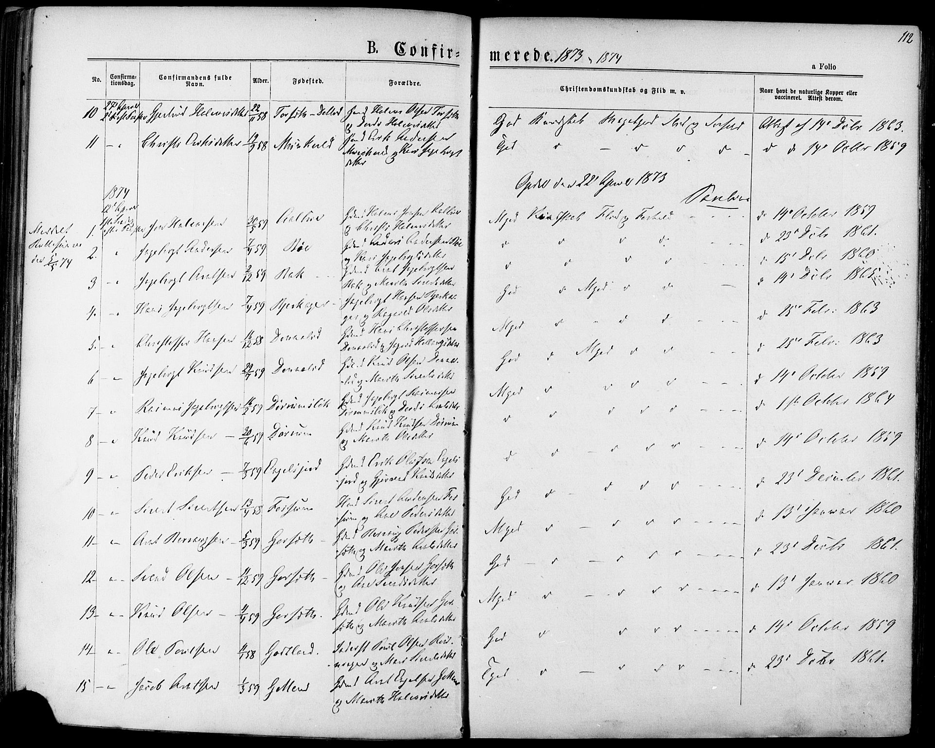 Ministerialprotokoller, klokkerbøker og fødselsregistre - Sør-Trøndelag, SAT/A-1456/678/L0900: Parish register (official) no. 678A09, 1872-1881, p. 112