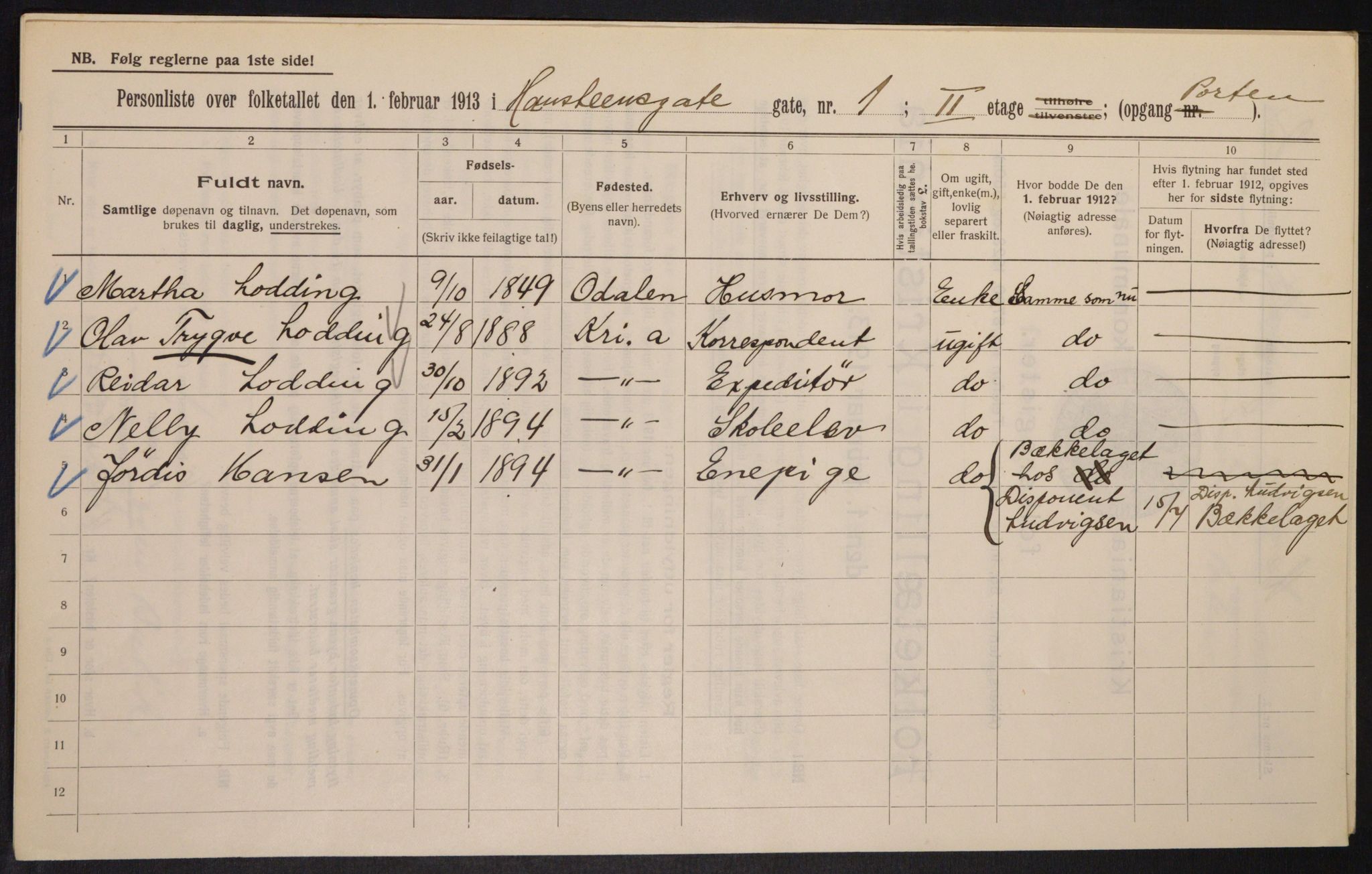 OBA, Municipal Census 1913 for Kristiania, 1913, p. 34802