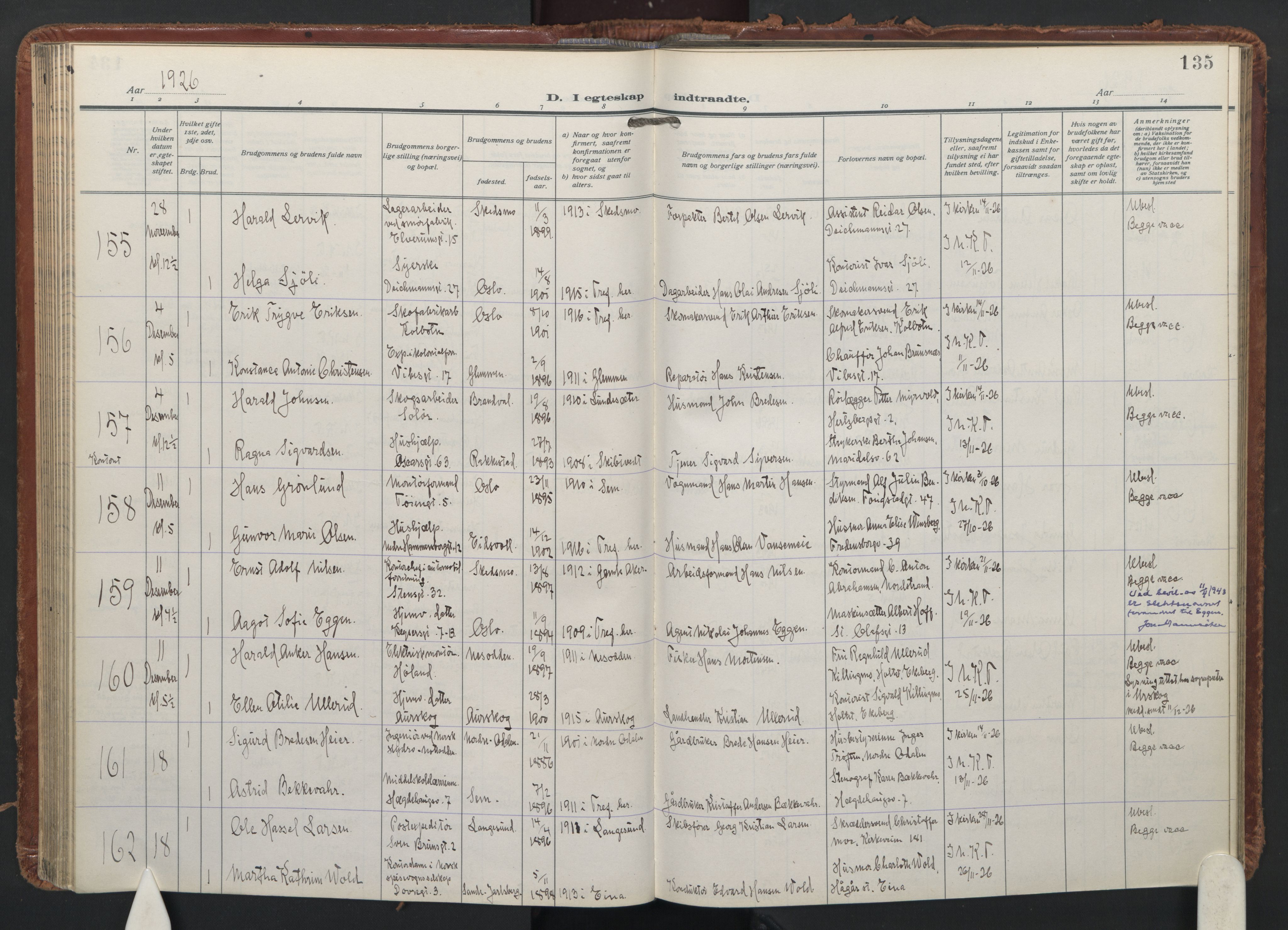 Trefoldighet prestekontor Kirkebøker, AV/SAO-A-10882/F/Fc/L0009: Parish register (official) no. III 9, 1922-1936, p. 135