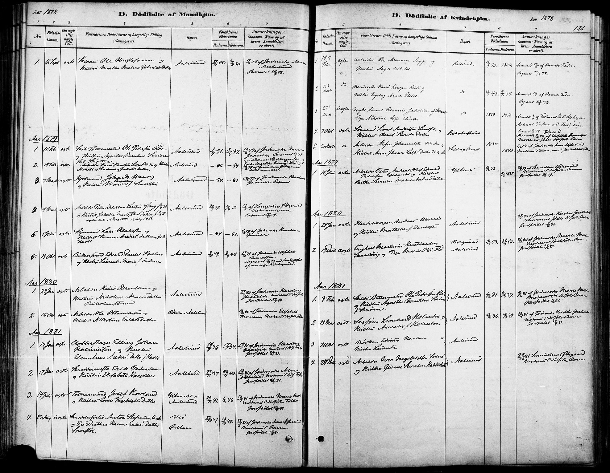 Ministerialprotokoller, klokkerbøker og fødselsregistre - Møre og Romsdal, SAT/A-1454/529/L0454: Parish register (official) no. 529A04, 1878-1885, p. 126