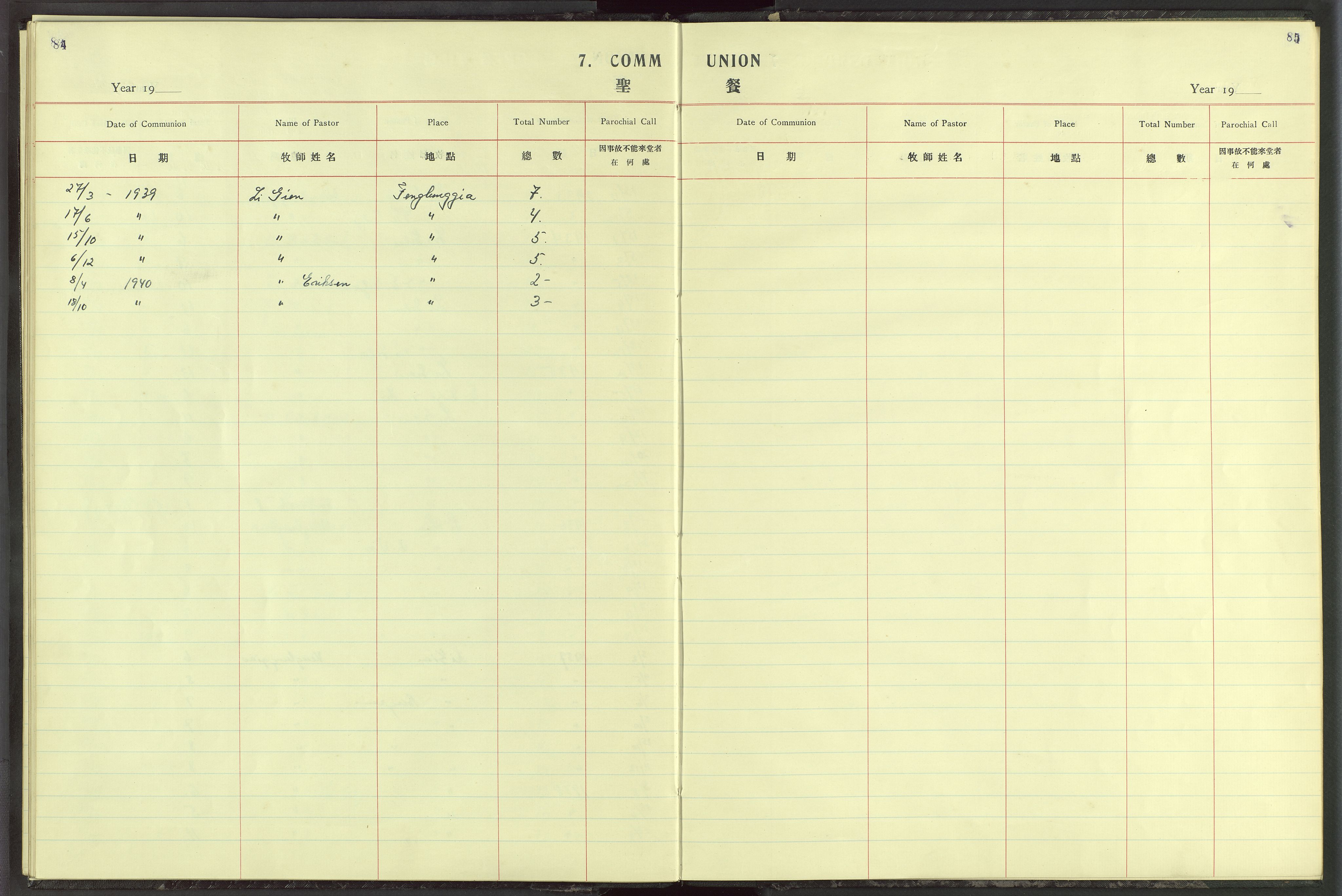Det Norske Misjonsselskap - utland - Kina (Hunan), VID/MA-A-1065/Dm/L0026: Parish register (official) no. 64, 1920-1932, p. 84-85