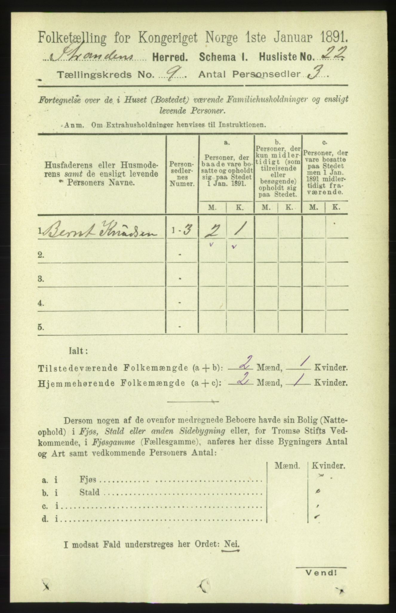 RA, 1891 census for 1525 Stranda, 1891, p. 2189