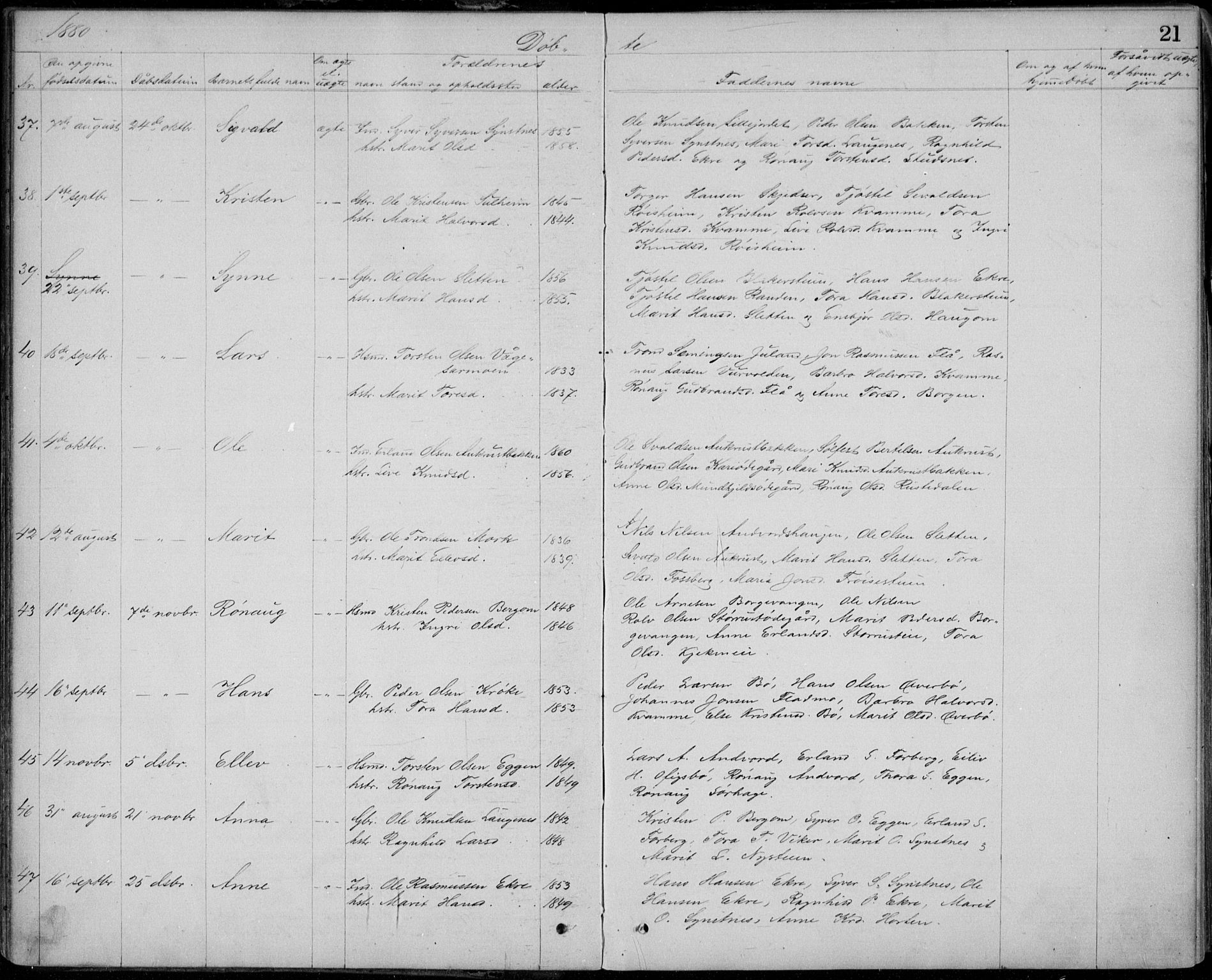 Lom prestekontor, SAH/PREST-070/L/L0013: Parish register (copy) no. 13, 1874-1938, p. 21