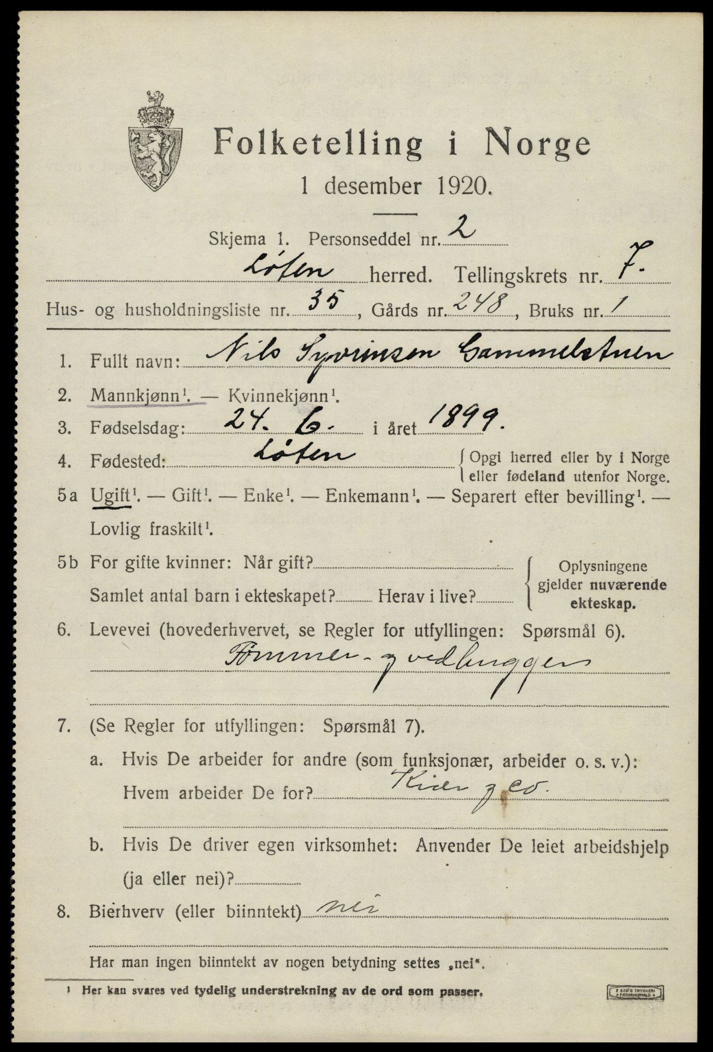 SAH, 1920 census for Løten, 1920, p. 14231