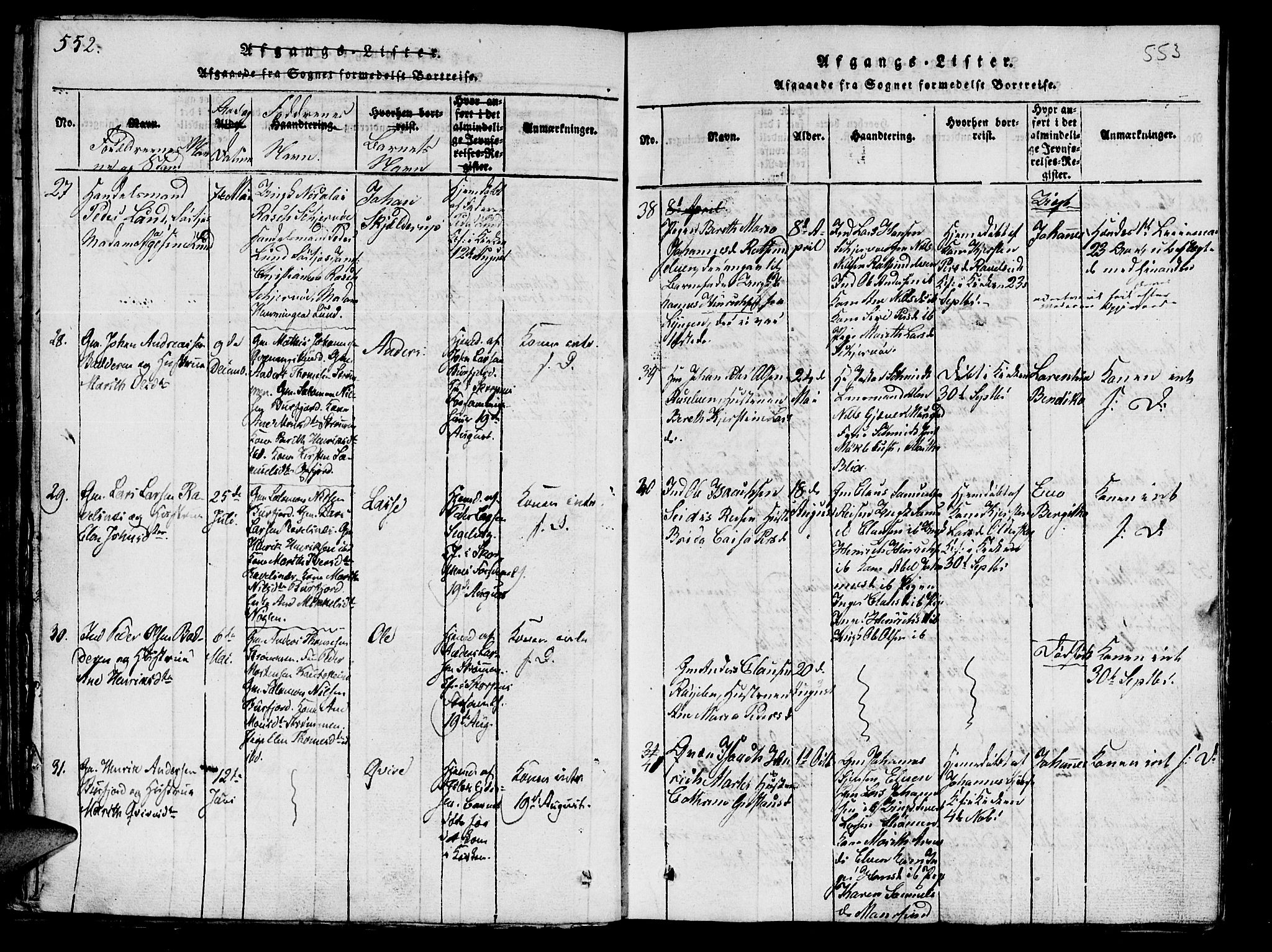 Skjervøy sokneprestkontor, SATØ/S-1300/H/Ha/Haa/L0004kirke: Parish register (official) no. 4, 1820-1838, p. 552-553