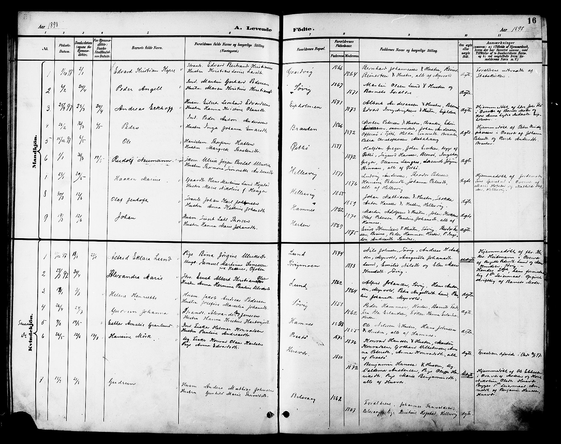 Ministerialprotokoller, klokkerbøker og fødselsregistre - Nordland, AV/SAT-A-1459/830/L0463: Parish register (copy) no. 830C05, 1895-1906, p. 16