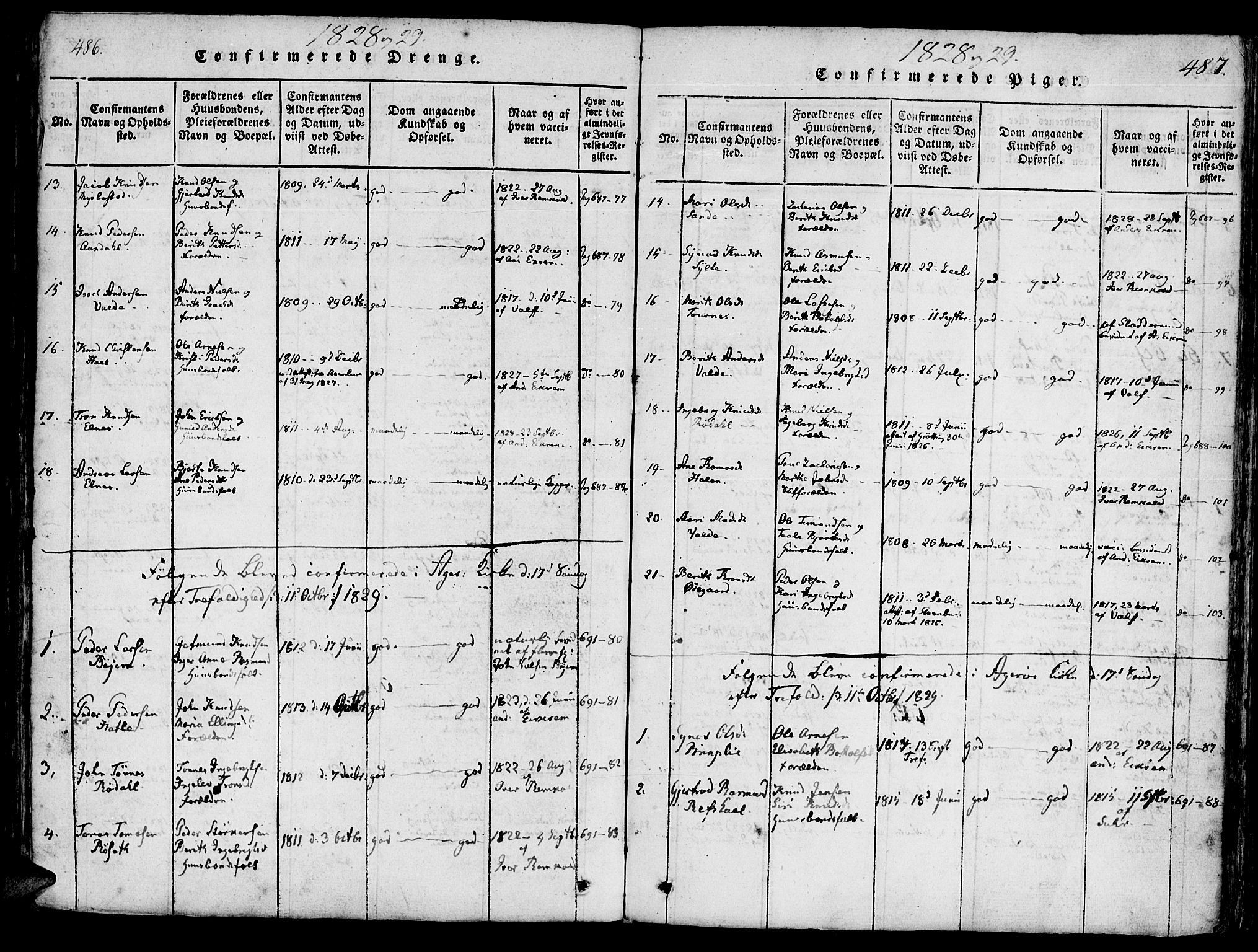 Ministerialprotokoller, klokkerbøker og fødselsregistre - Møre og Romsdal, AV/SAT-A-1454/565/L0747: Parish register (official) no. 565A01, 1817-1844, p. 486-487