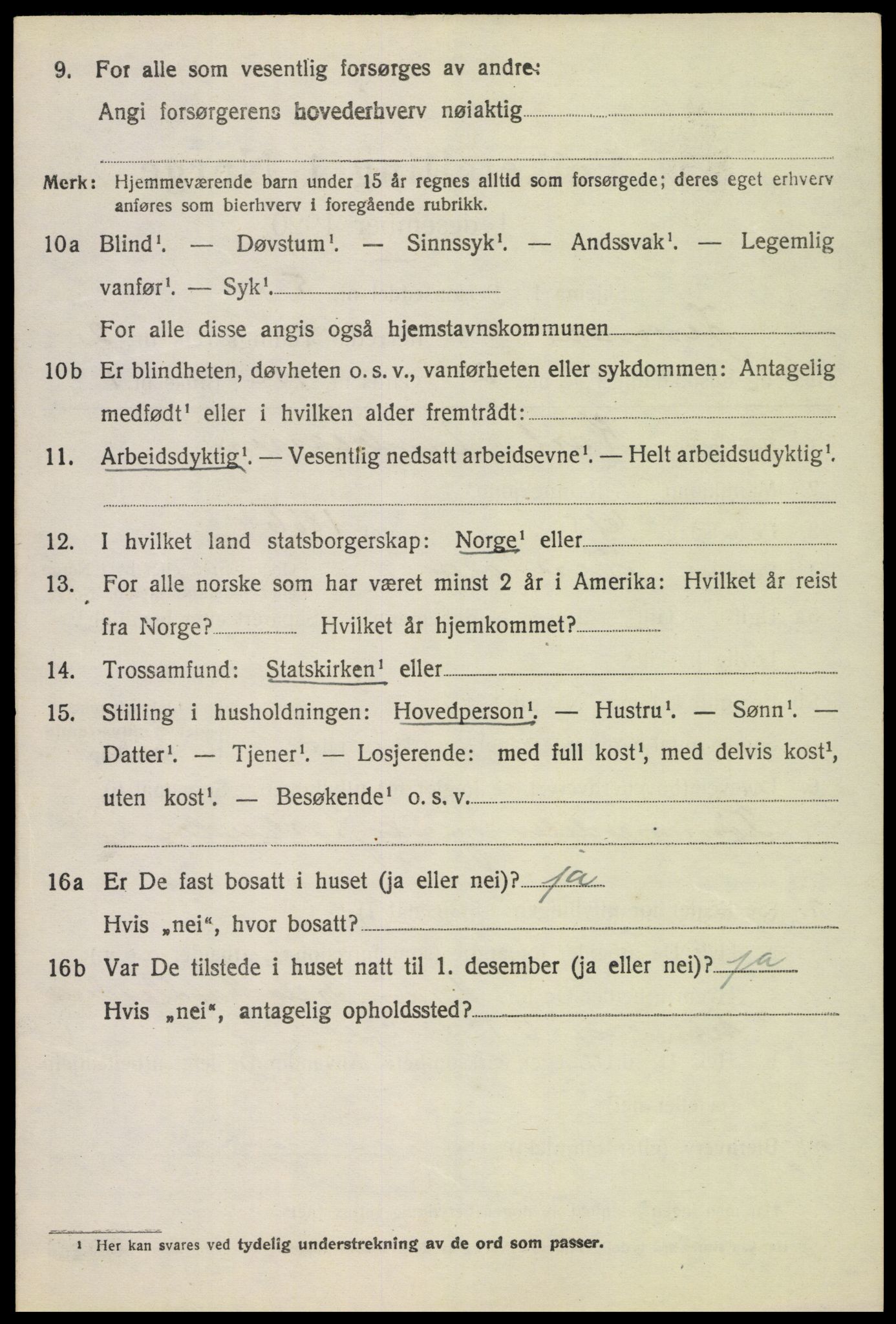 SAH, 1920 census for Jevnaker, 1920, p. 1416