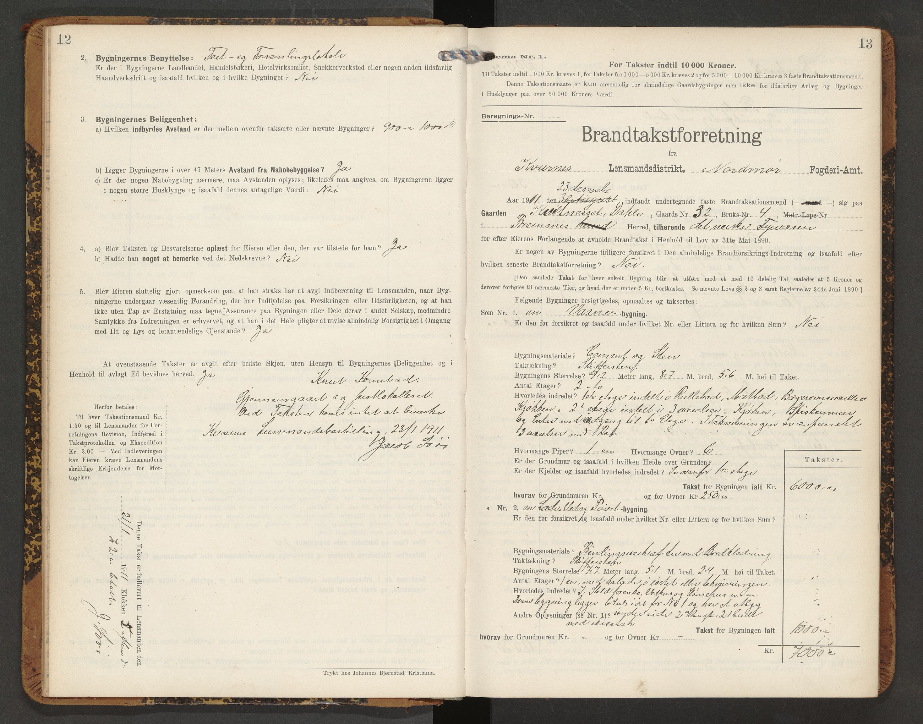 Norges Brannkasse Averøy og Frei, AV/SAT-A-5505/Fb/L0003: Branntakstprotokoll, 1910-1926, p. 12-13