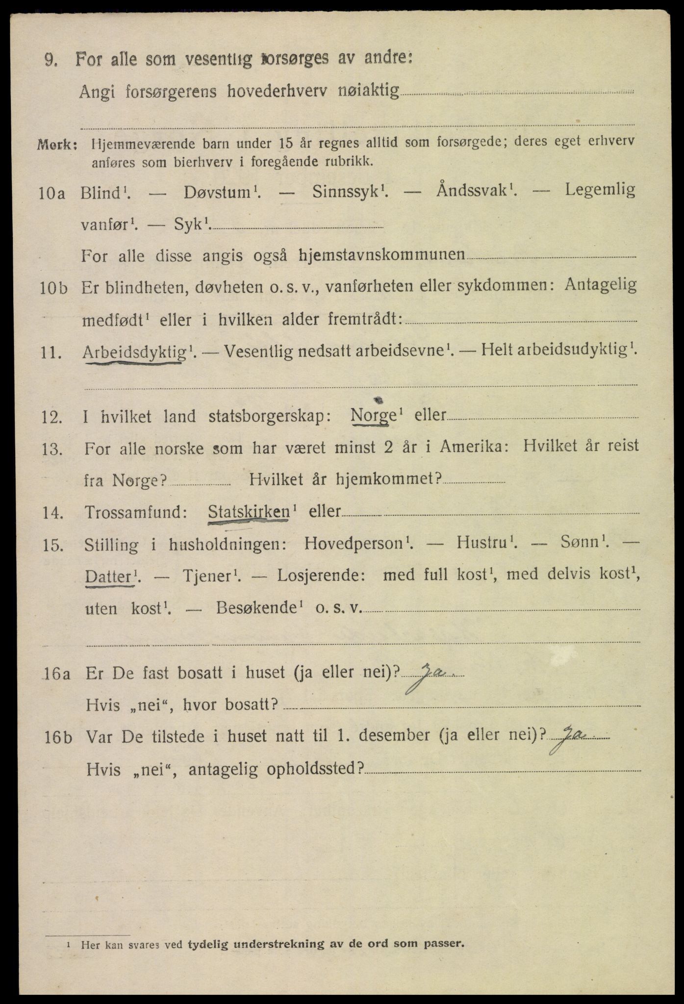 SAK, 1920 census for Birkenes, 1920, p. 1068