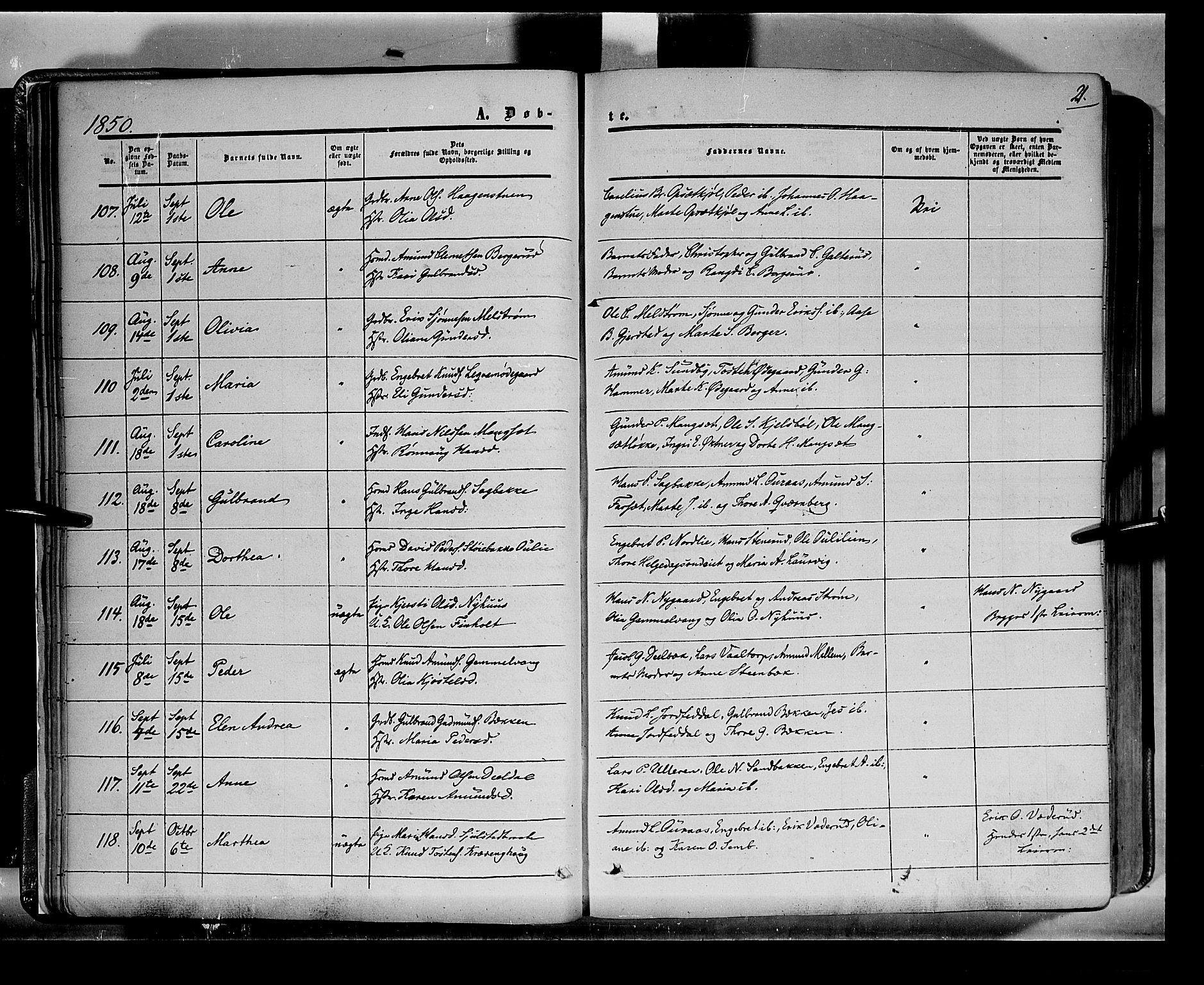 Sør-Odal prestekontor, AV/SAH-PREST-030/H/Ha/Haa/L0001: Parish register (official) no. 1, 1849-1859, p. 21