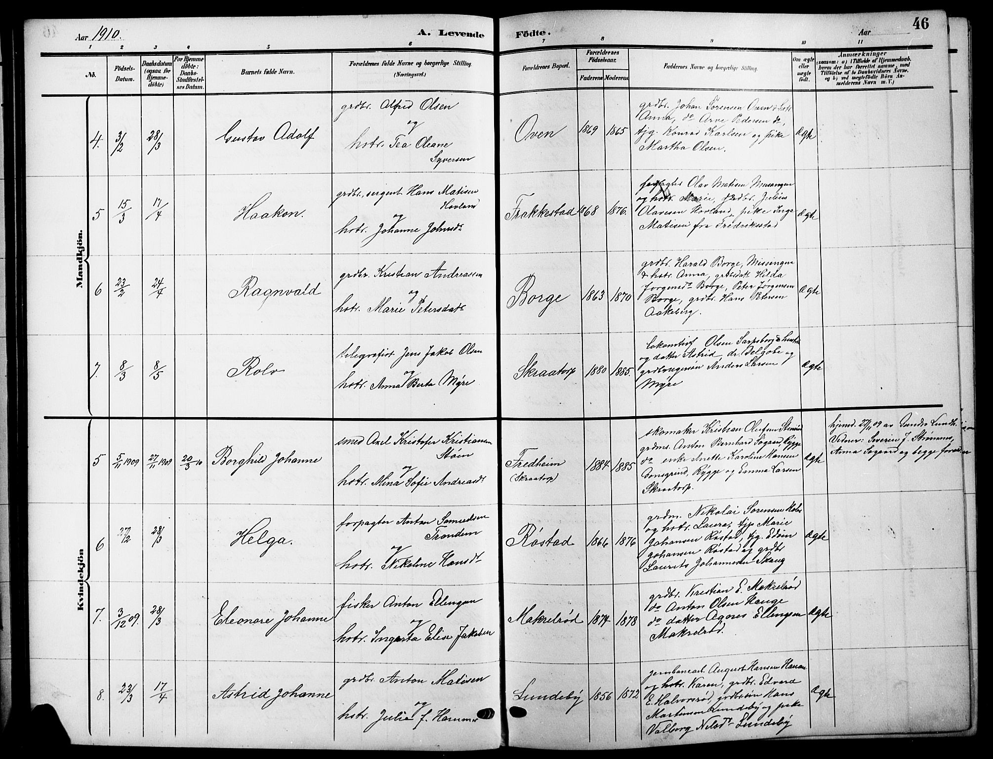 Råde prestekontor kirkebøker, AV/SAO-A-2009/G/Ga/L0001: Parish register (copy) no. 1, 1903-1925, p. 46