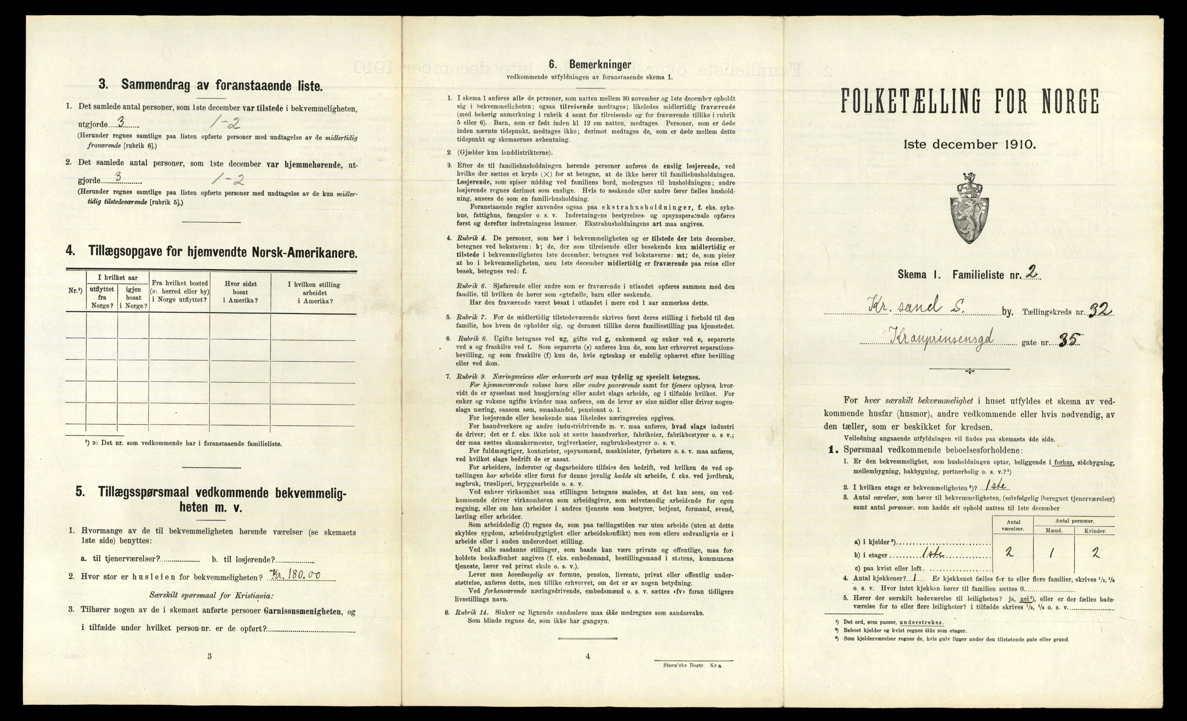 RA, 1910 census for Kristiansand, 1910, p. 8580