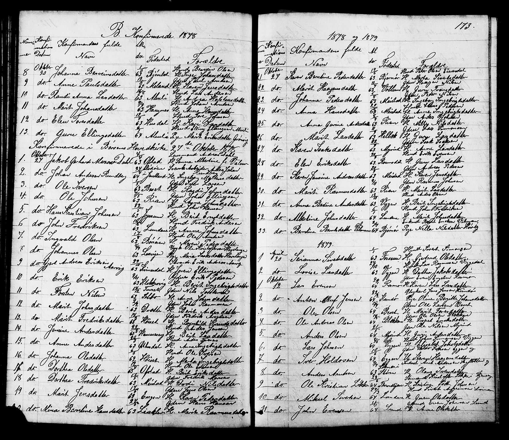 Ministerialprotokoller, klokkerbøker og fødselsregistre - Sør-Trøndelag, SAT/A-1456/665/L0777: Parish register (copy) no. 665C02, 1867-1915, p. 173